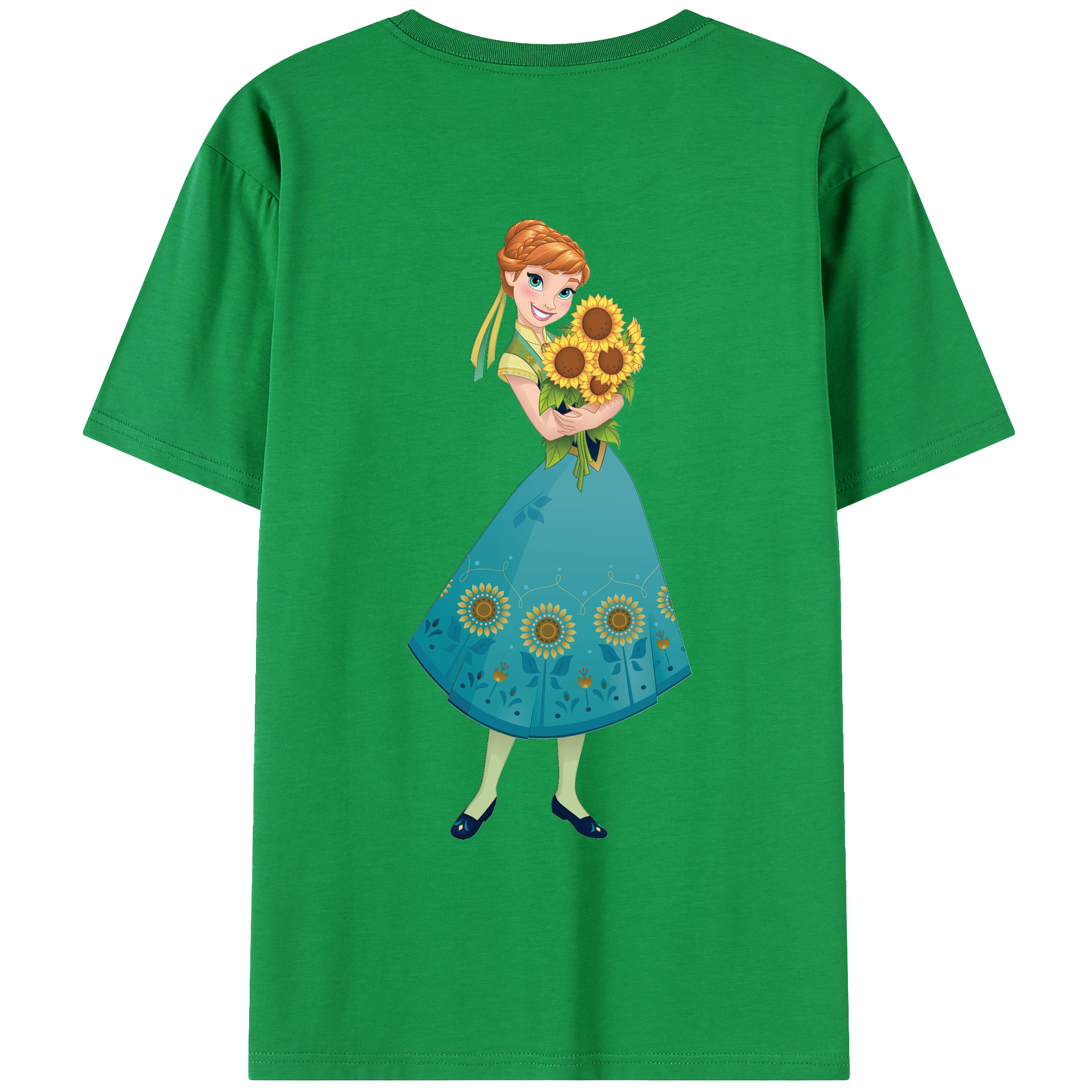（画像用） アナと雪の女王 アンナ エルサ Frozen Anna Elsa 綿100％ メンズ半袖Tシャツ（バックプリント） 通気性