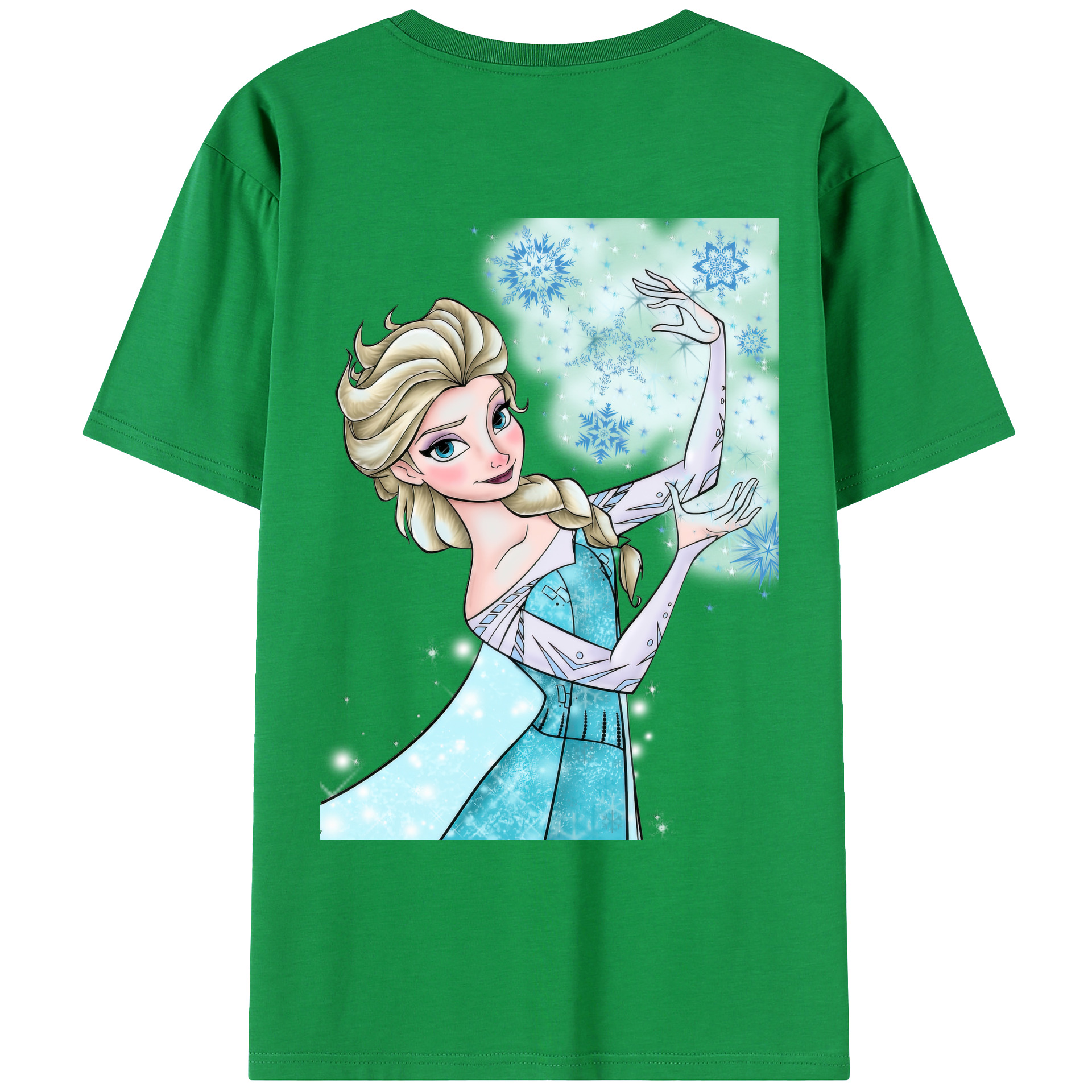 （画像用） アナと雪の女王 アンナ エルサ Frozen Anna Elsa 綿100％ メンズ半袖Tシャツ（バックプリント） 通気性