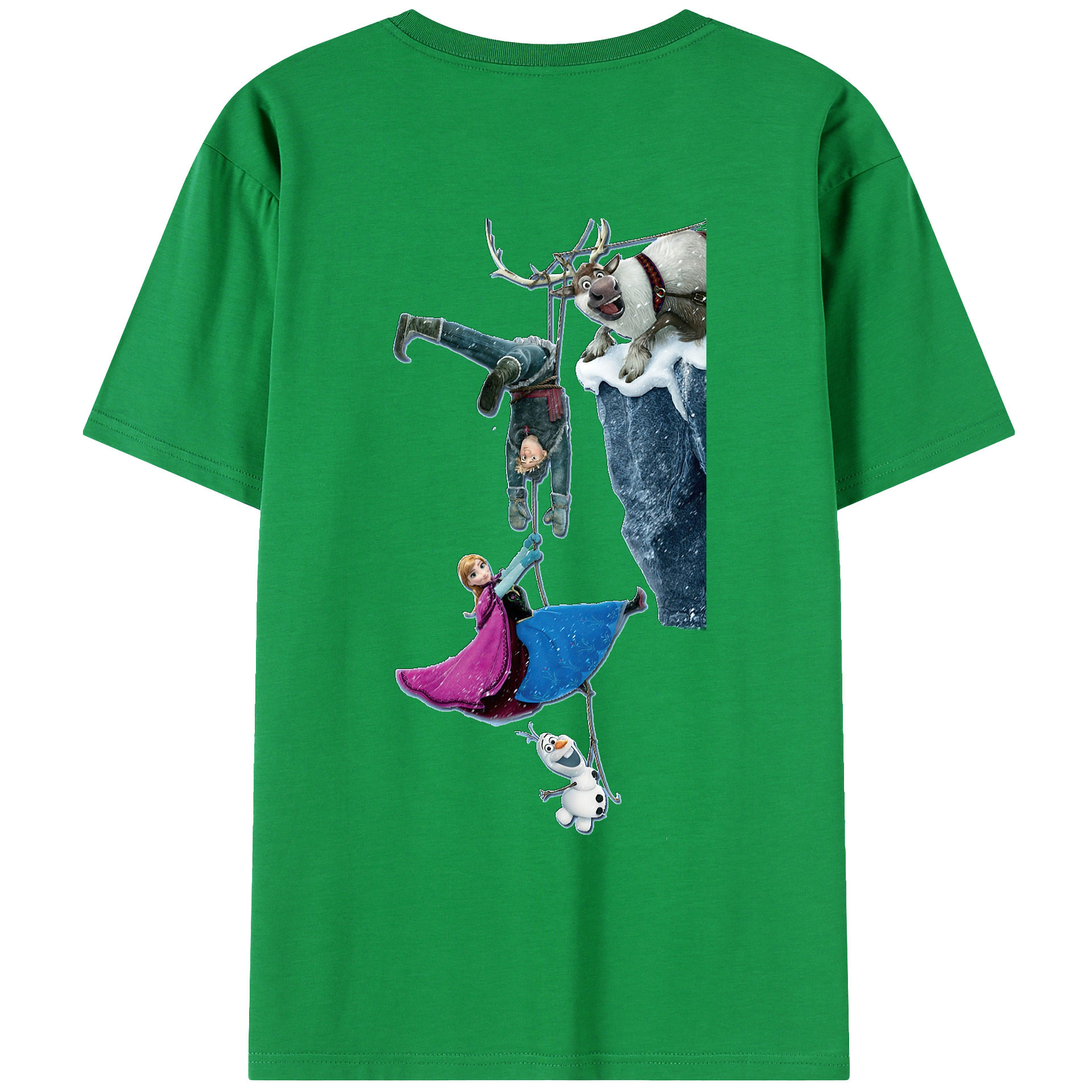 （画像用） アナと雪の女王 アンナ エルサ Frozen Anna Elsa 綿100％ メンズ半袖Tシャツ（バックプリント） 通気性
