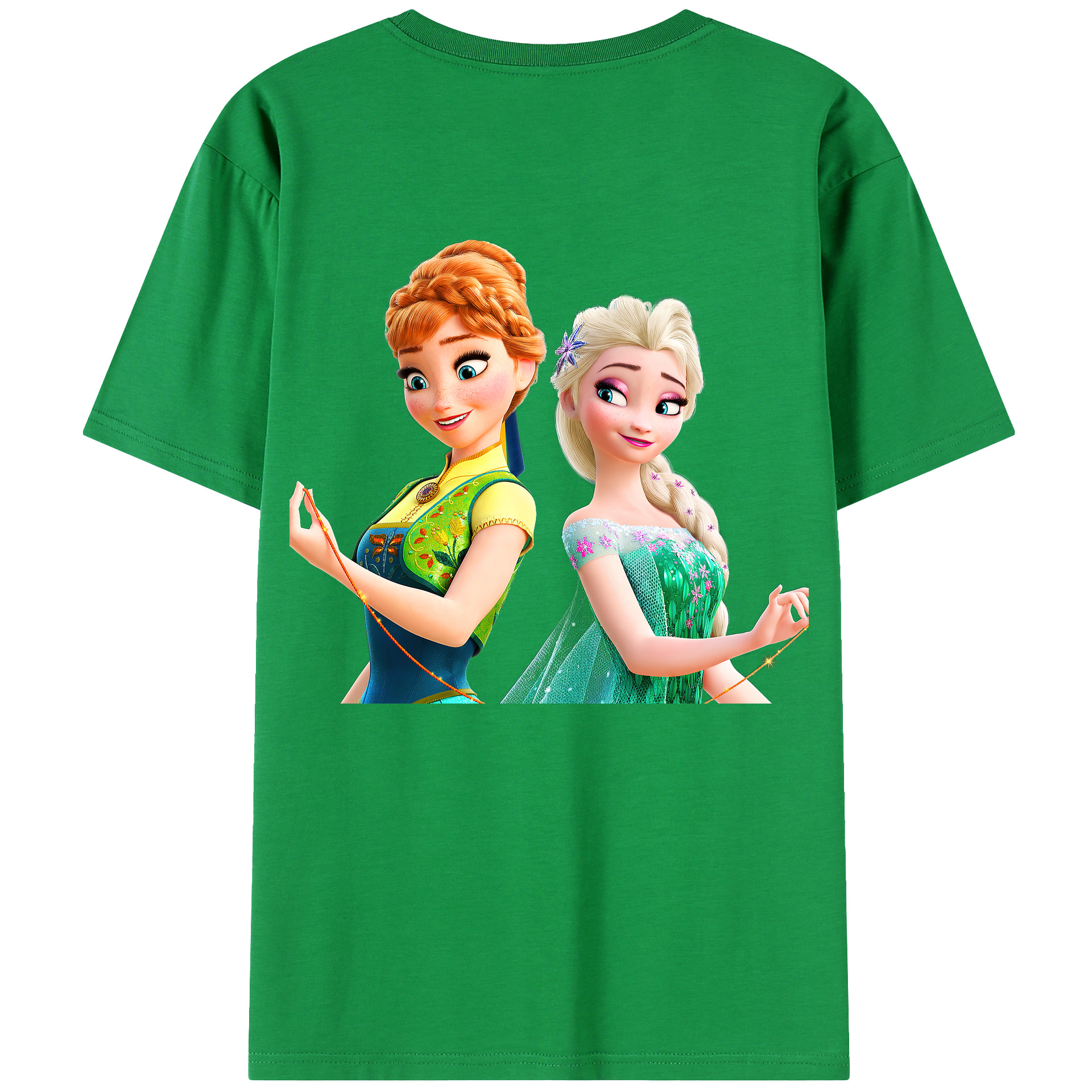 （画像用） アナと雪の女王 アンナ エルサ Frozen Anna Elsa 綿100％ メンズ半袖Tシャツ（バックプリント） 通気性