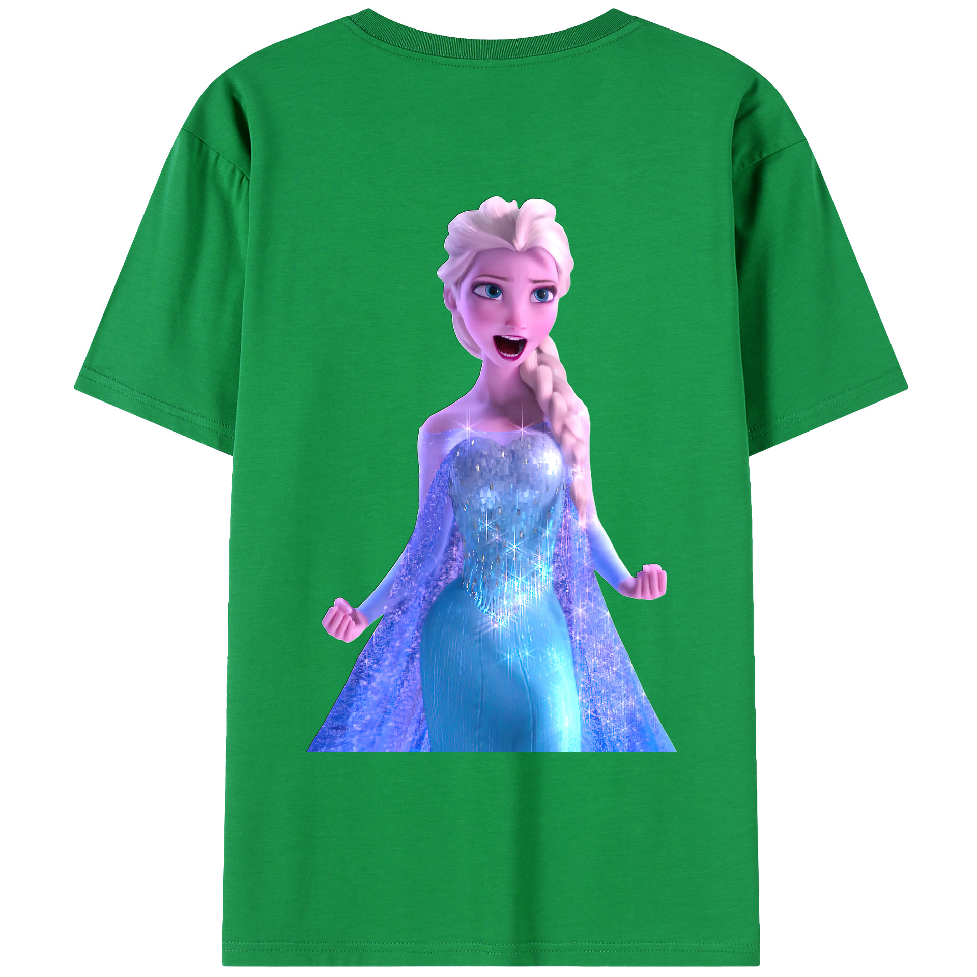 （画像用） アナと雪の女王 アンナ エルサ Frozen Anna Elsa 綿100％ メンズ半袖Tシャツ（バックプリント） 通気性