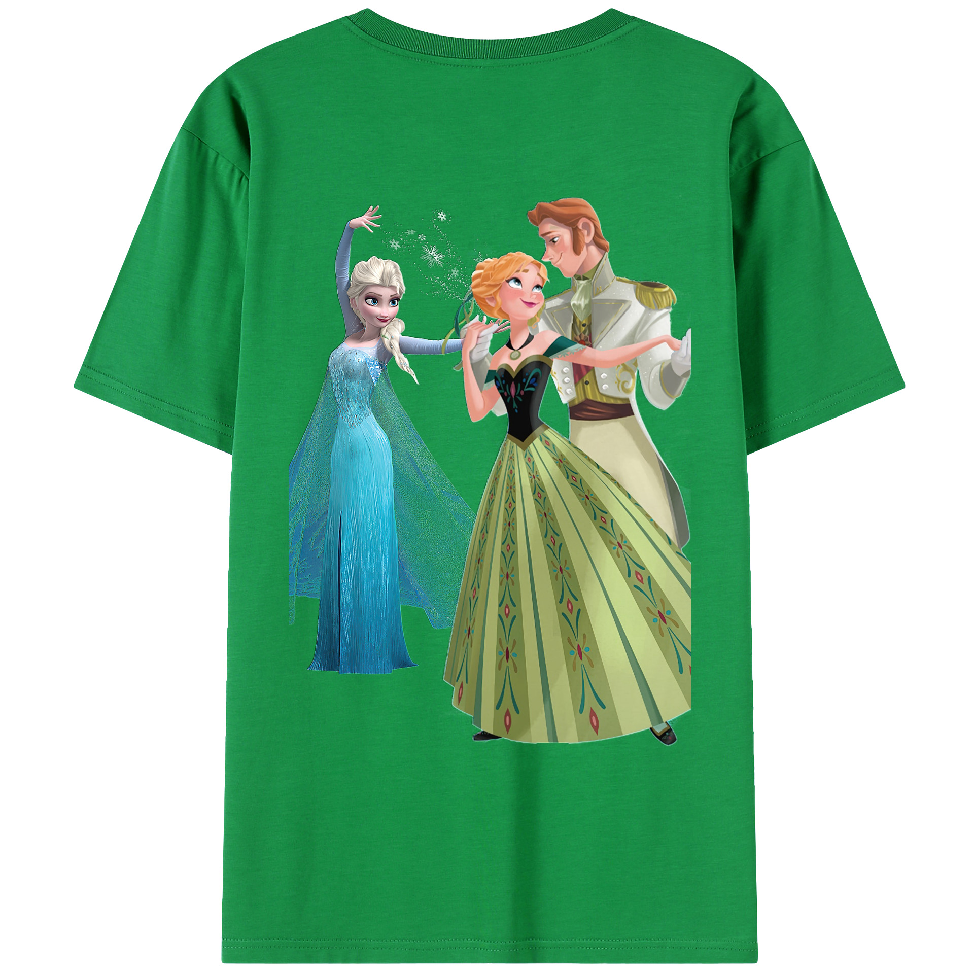 （画像用） アナと雪の女王 アンナ エルサ Frozen Anna Elsa 綿100％ メンズ半袖Tシャツ（バックプリント） 通気性
