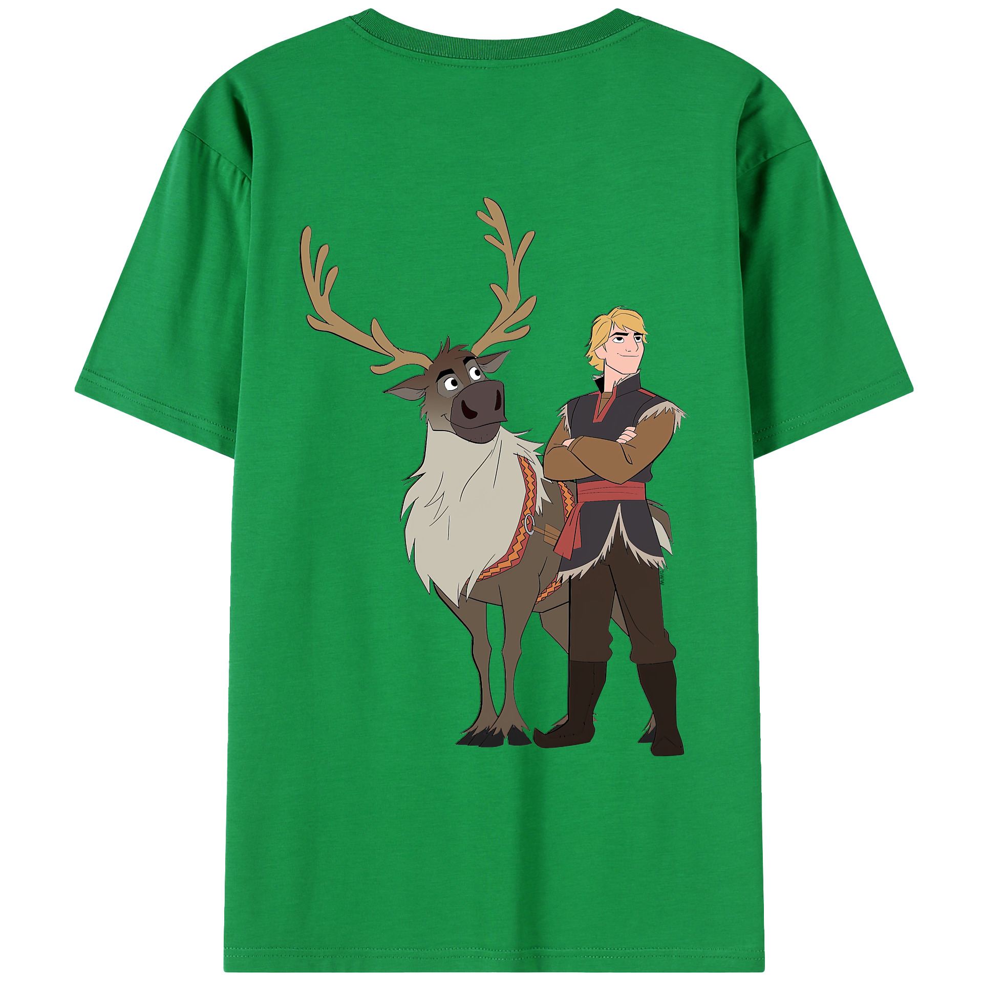 （画像用） アナと雪の女王 アンナ エルサ Frozen Anna Elsa 綿100％ メンズ半袖Tシャツ（バックプリント） 通気性