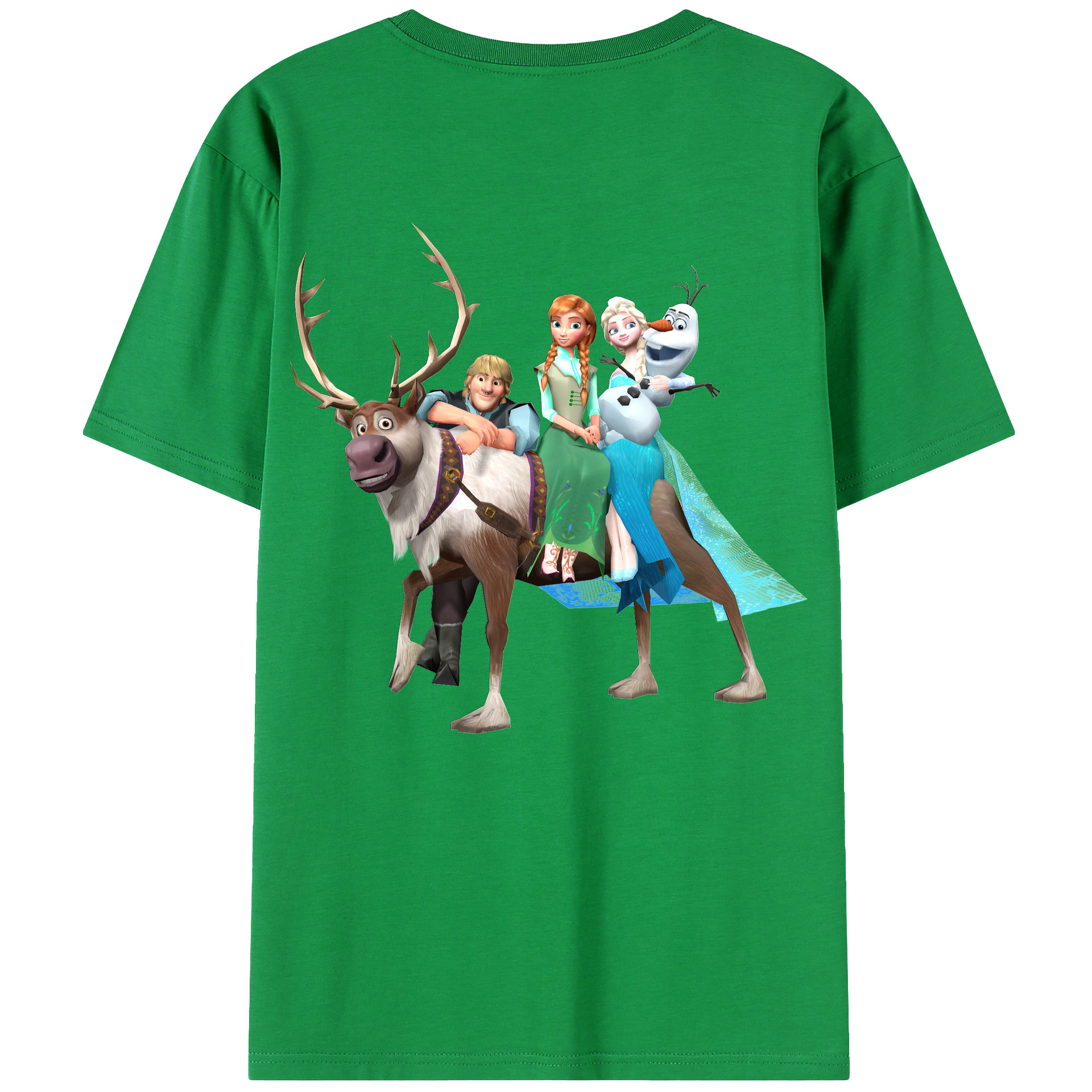 （画像用） アナと雪の女王 アンナ エルサ Frozen Anna Elsa 綿100％ メンズ半袖Tシャツ（バックプリント） 通気性