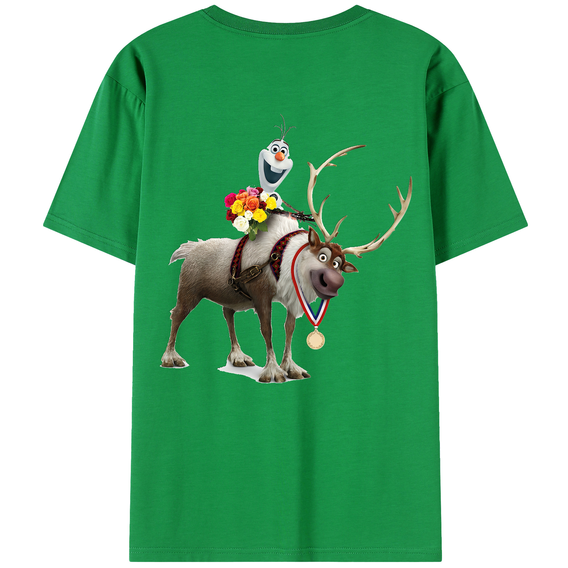 （画像用） アナと雪の女王 アンナ エルサ Frozen Anna Elsa 綿100％ メンズ半袖Tシャツ（バックプリント） 通気性