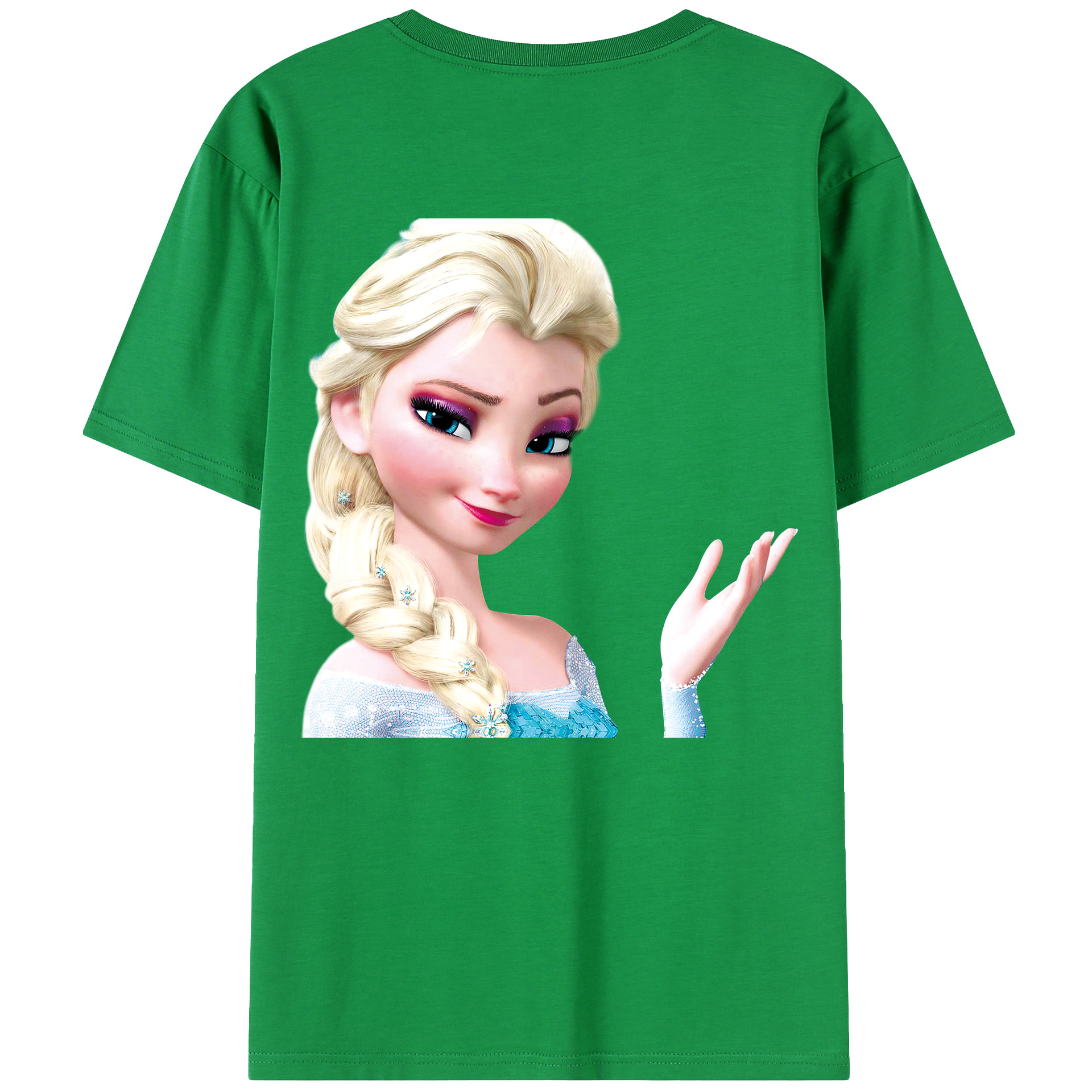 （画像用） アナと雪の女王 アンナ エルサ Frozen Anna Elsa 綿100％ メンズ半袖Tシャツ（バックプリント） 通気性