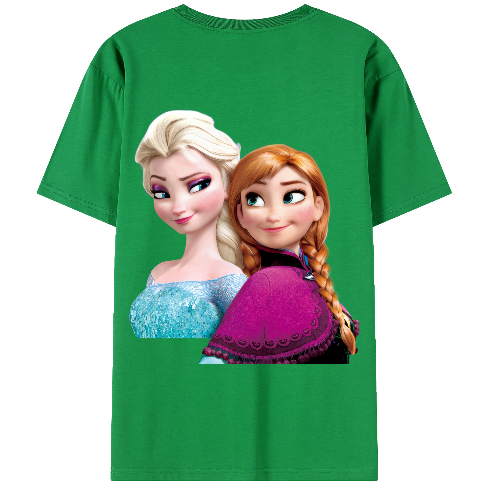 （画像用） アナと雪の女王 アンナ エルサ Frozen Anna Elsa 綿100％ メンズ半袖Tシャツ（バックプリント） 通気性