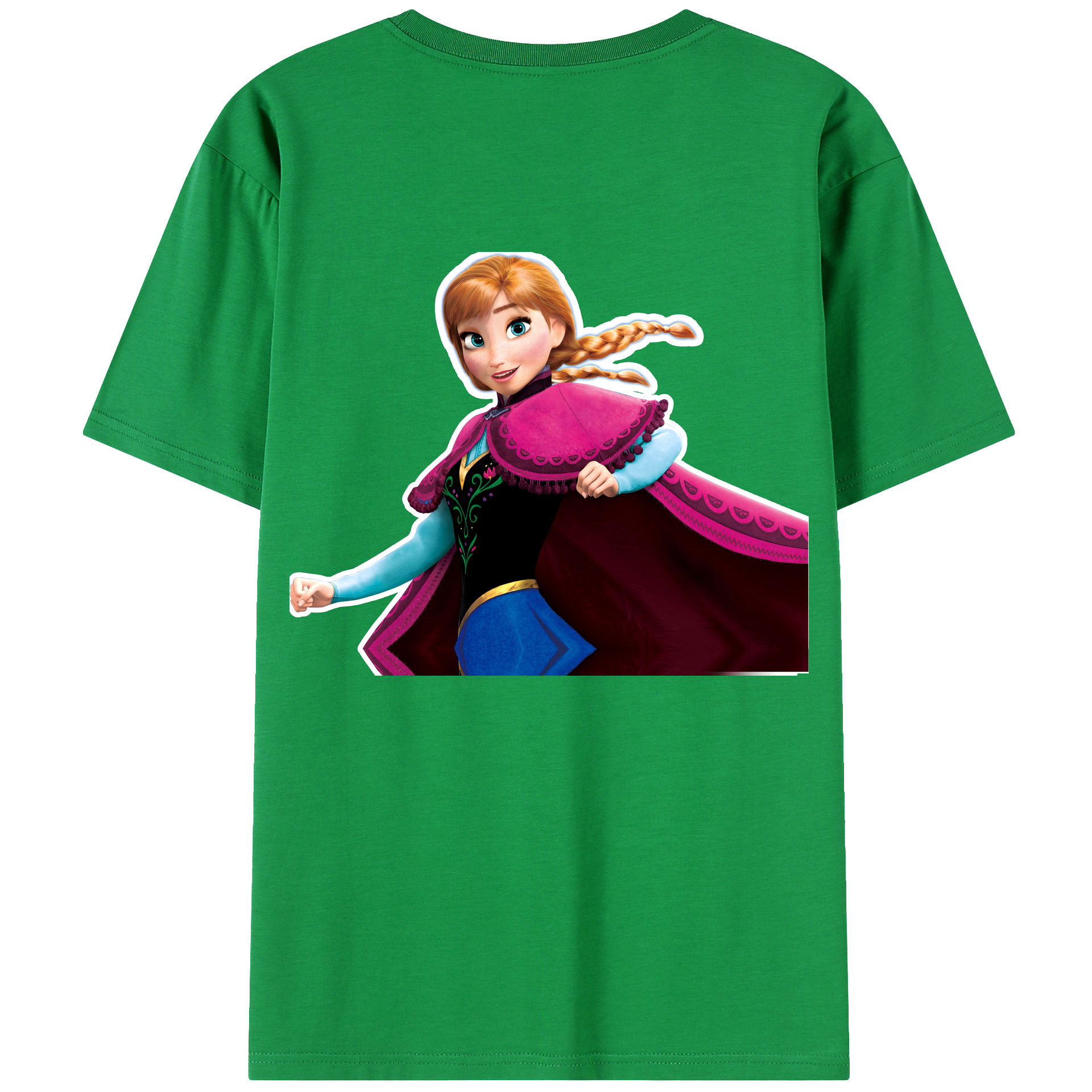 （画像用） アナと雪の女王 アンナ エルサ Frozen Anna Elsa 綿100％ メンズ半袖Tシャツ（バックプリント） 通気性