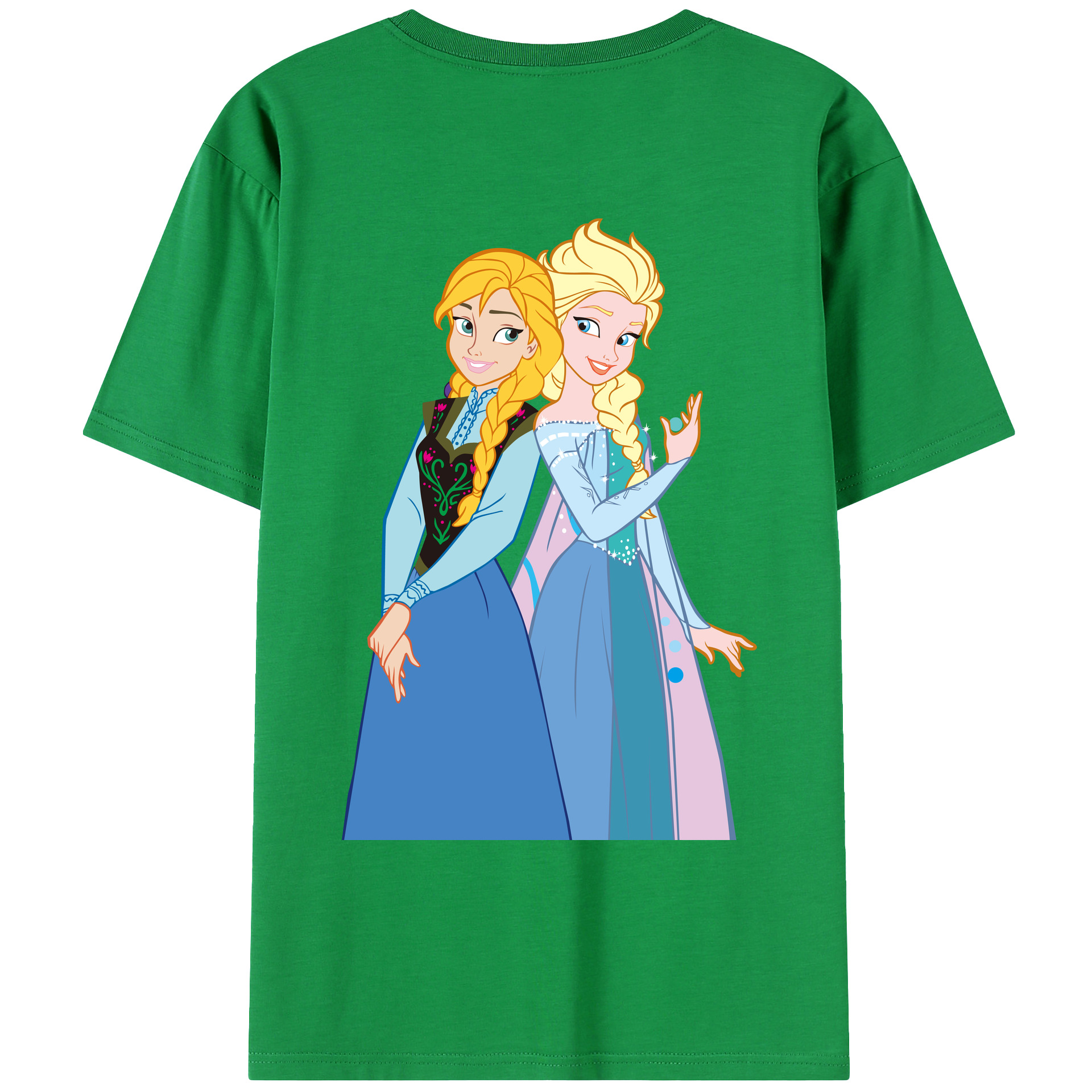 （画像用） アナと雪の女王 アンナ エルサ Frozen Anna Elsa 綿100％ メンズ半袖Tシャツ（バックプリント） 通気性