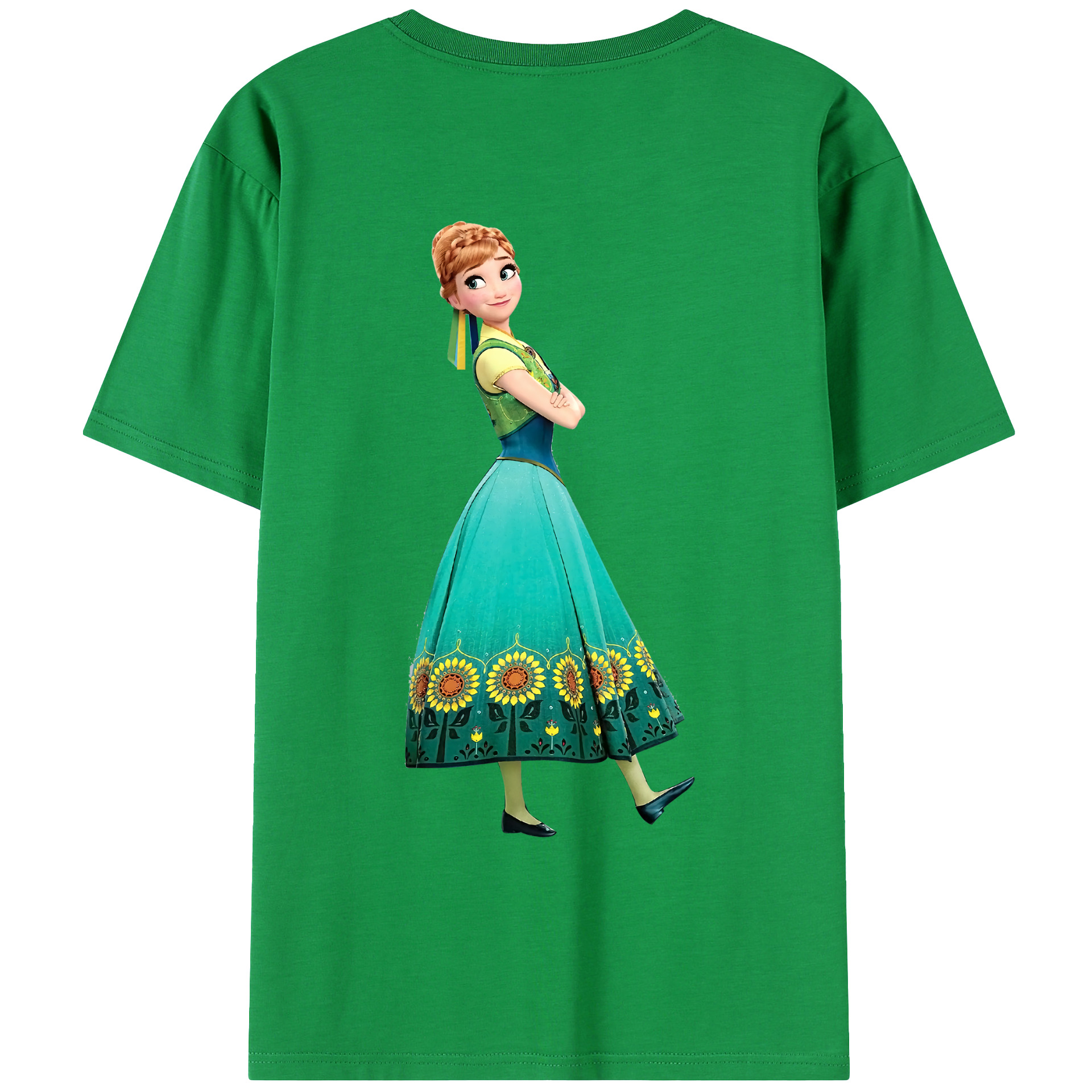 （画像用） アナと雪の女王 アンナ エルサ Frozen Anna Elsa 綿100％ メンズ半袖Tシャツ（バックプリント） 通気性