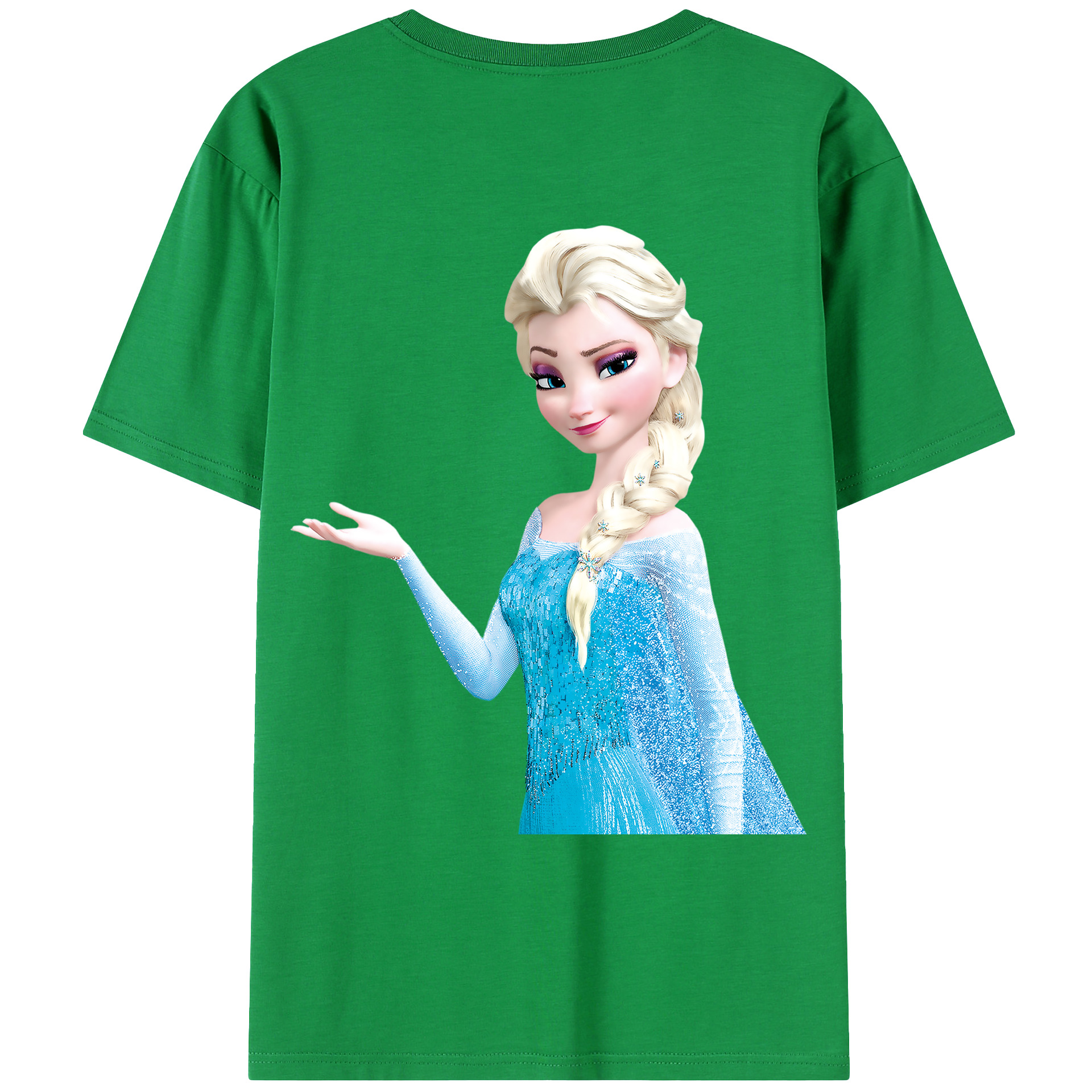 （画像用） アナと雪の女王 アンナ エルサ Frozen Anna Elsa 綿100％ メンズ半袖Tシャツ（バックプリント） 通気性