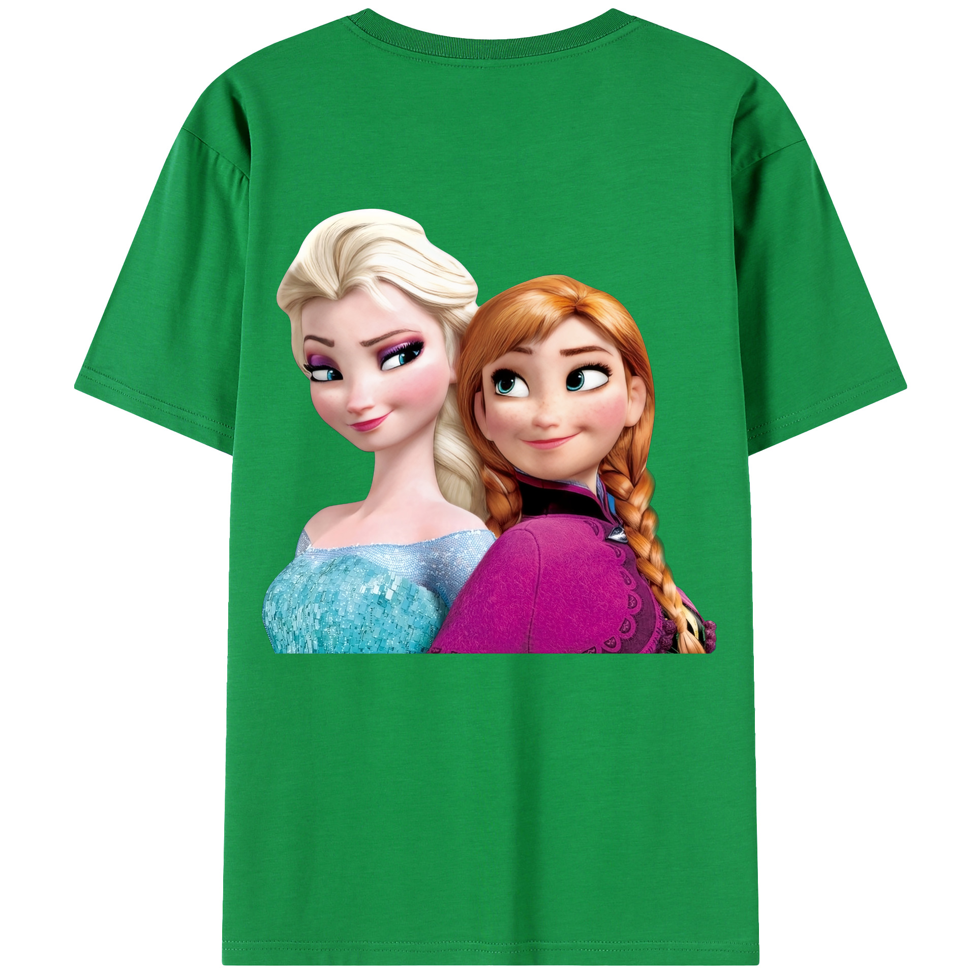 （画像用） アナと雪の女王 アンナ エルサ Frozen Anna Elsa 綿100％ メンズ半袖Tシャツ（バックプリント） 通気性