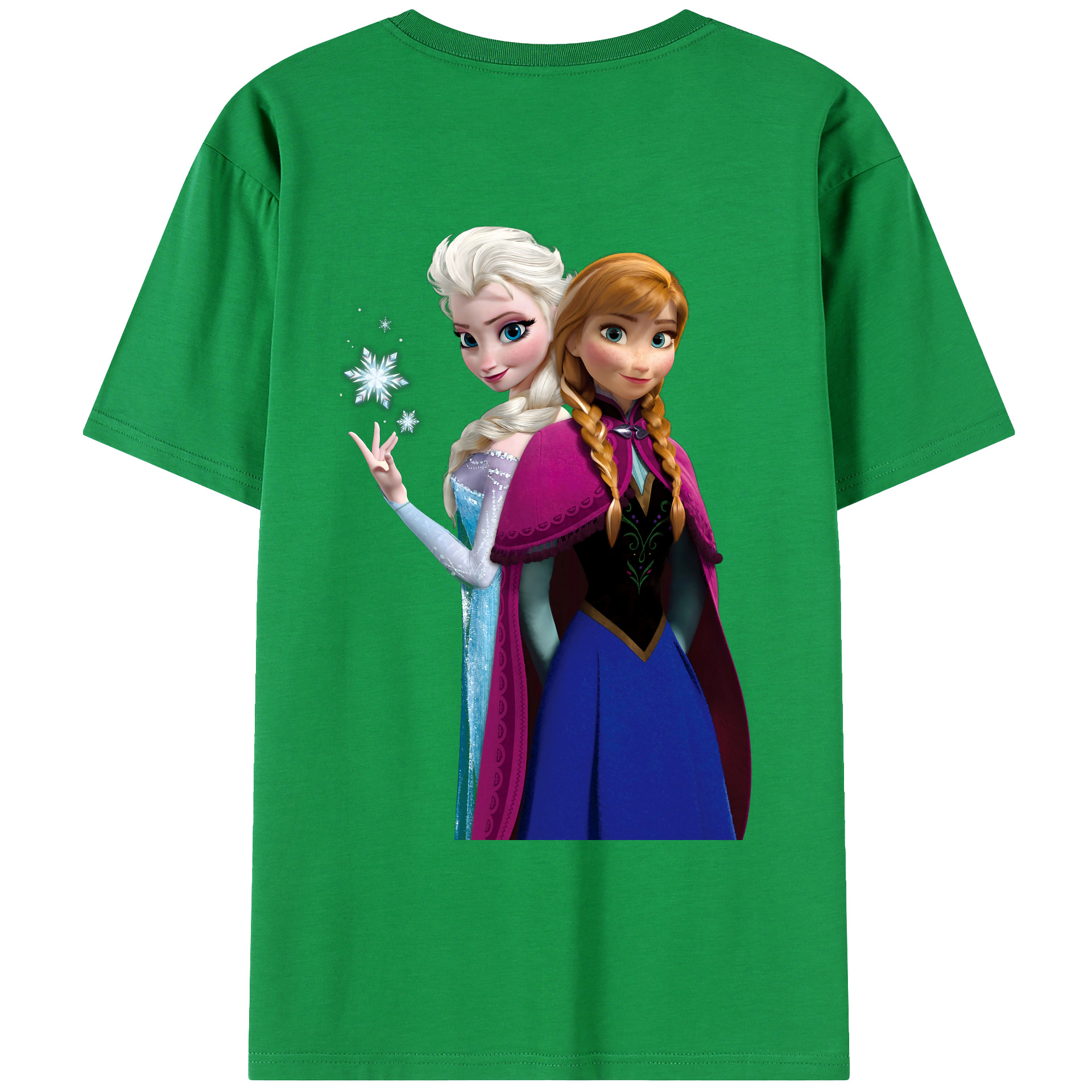 （画像用） アナと雪の女王 アンナ エルサ Frozen Anna Elsa 綿100％ メンズ半袖Tシャツ（バックプリント） 通気性