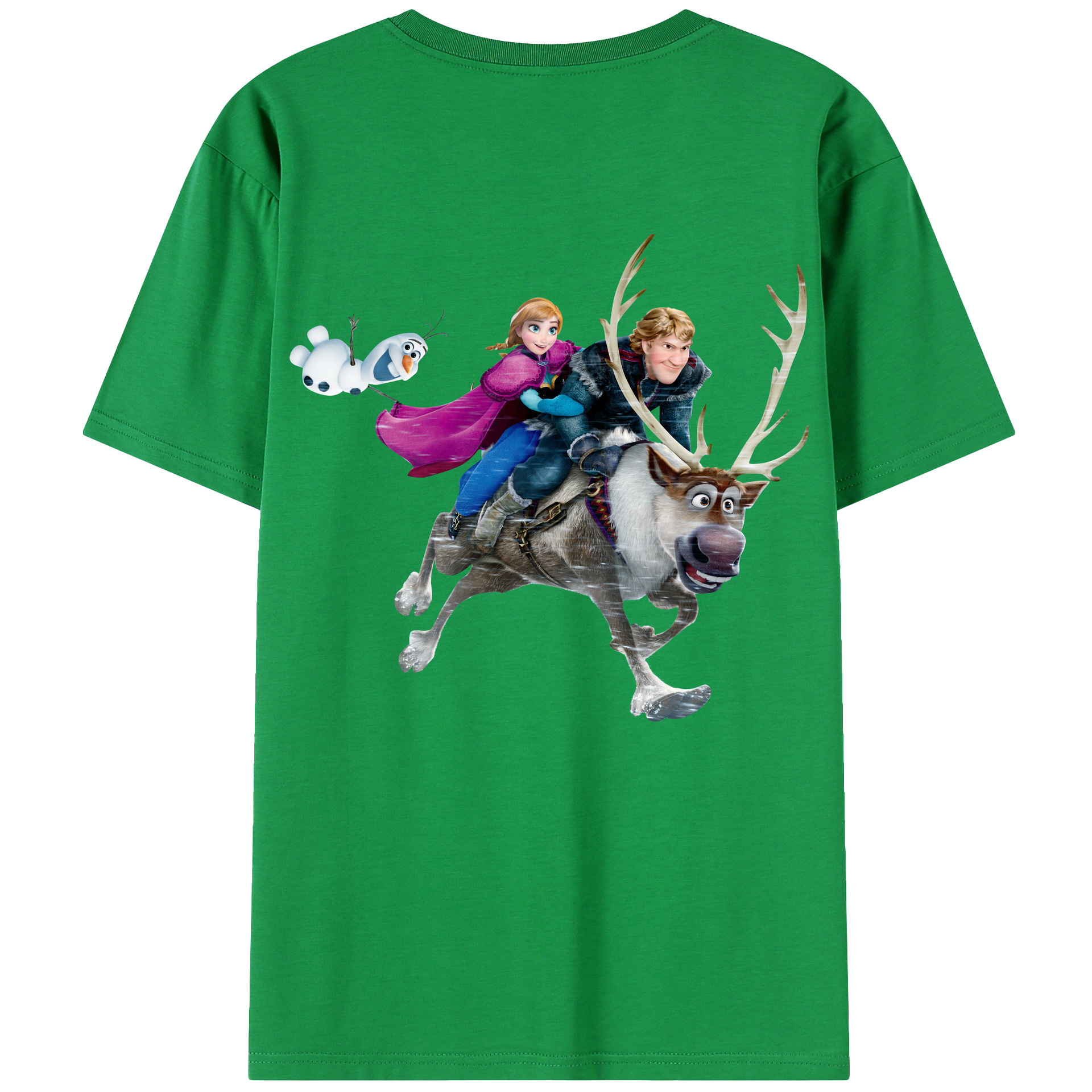 （画像用） アナと雪の女王 アンナ エルサ Frozen Anna Elsa 綿100％ メンズ半袖Tシャツ（バックプリント） 通気性