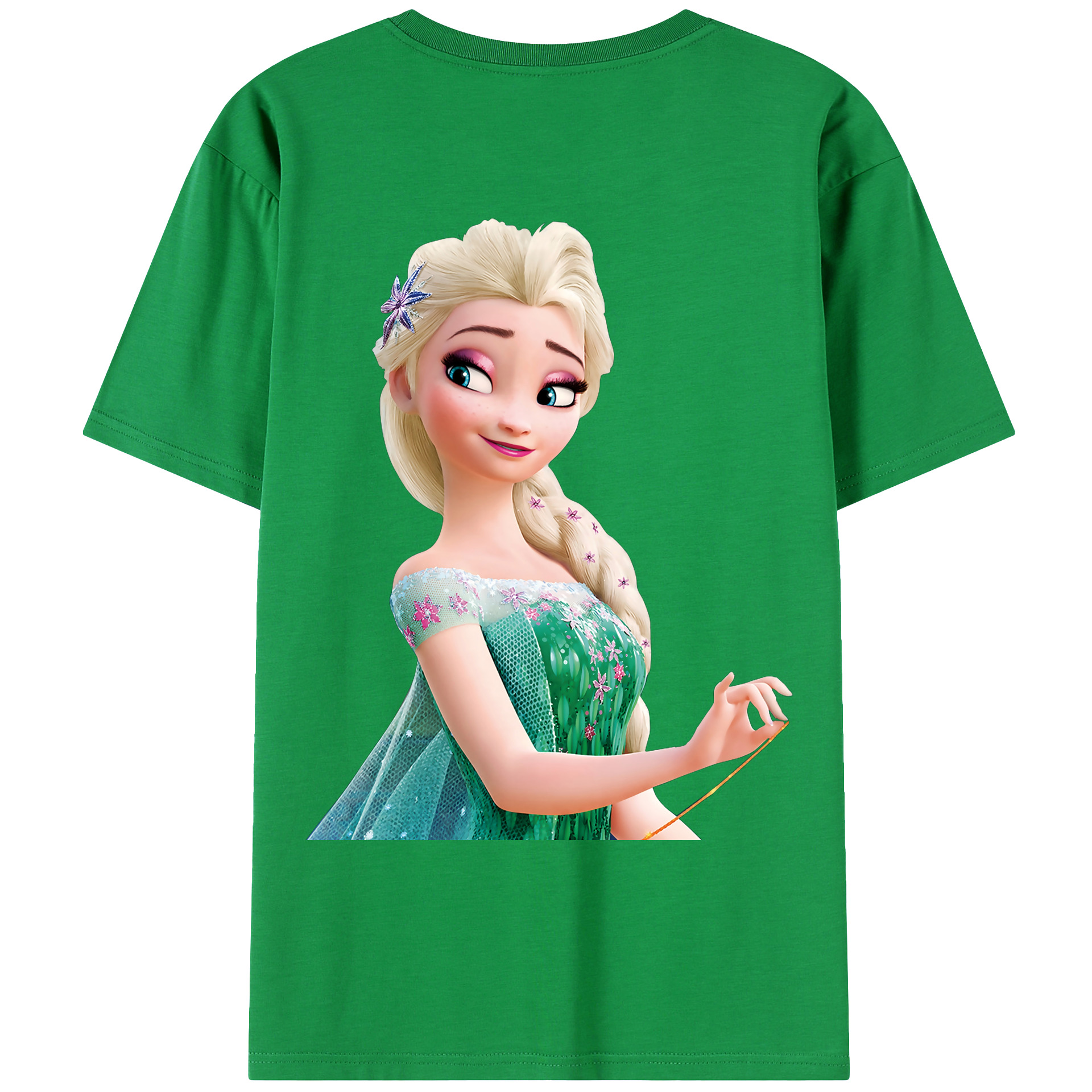 （画像用） アナと雪の女王 アンナ エルサ Frozen Anna Elsa 綿100％ メンズ半袖Tシャツ（バックプリント） 通気性