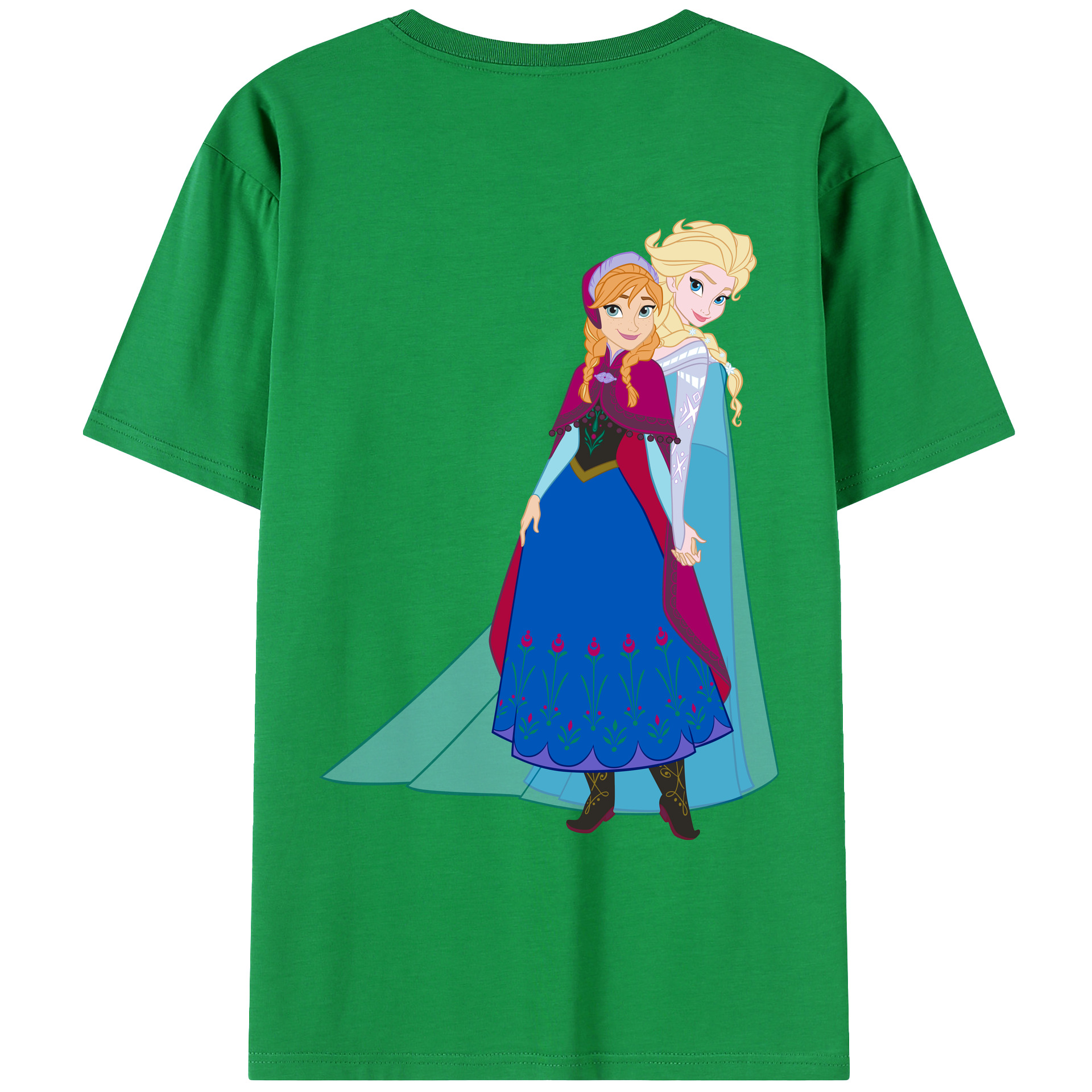 （画像用） アナと雪の女王 アンナ エルサ Frozen Anna Elsa 綿100％ メンズ半袖Tシャツ（バックプリント） 通気性
