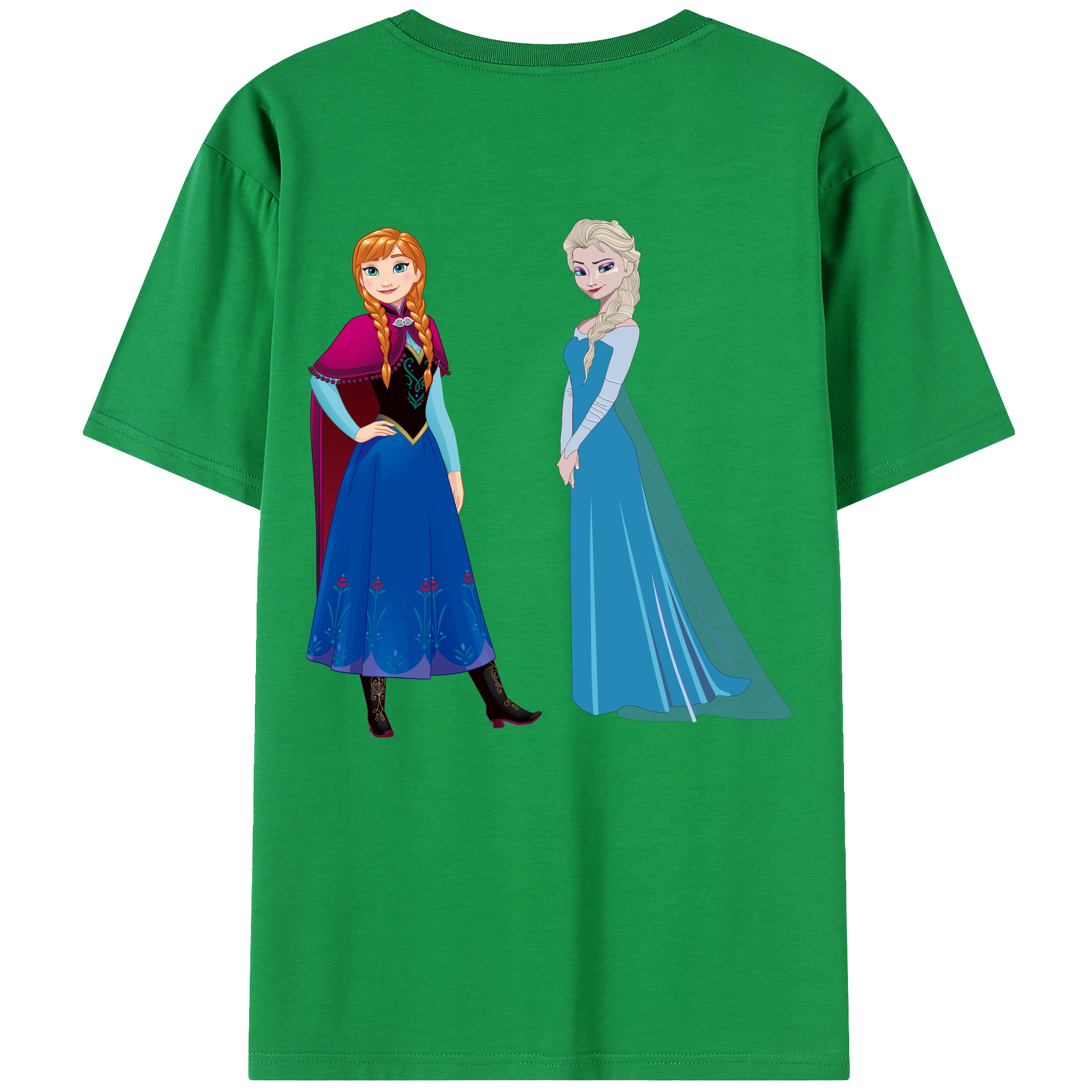 （画像用） アナと雪の女王 アンナ エルサ Frozen Anna Elsa 綿100％ メンズ半袖Tシャツ（バックプリント） 通気性