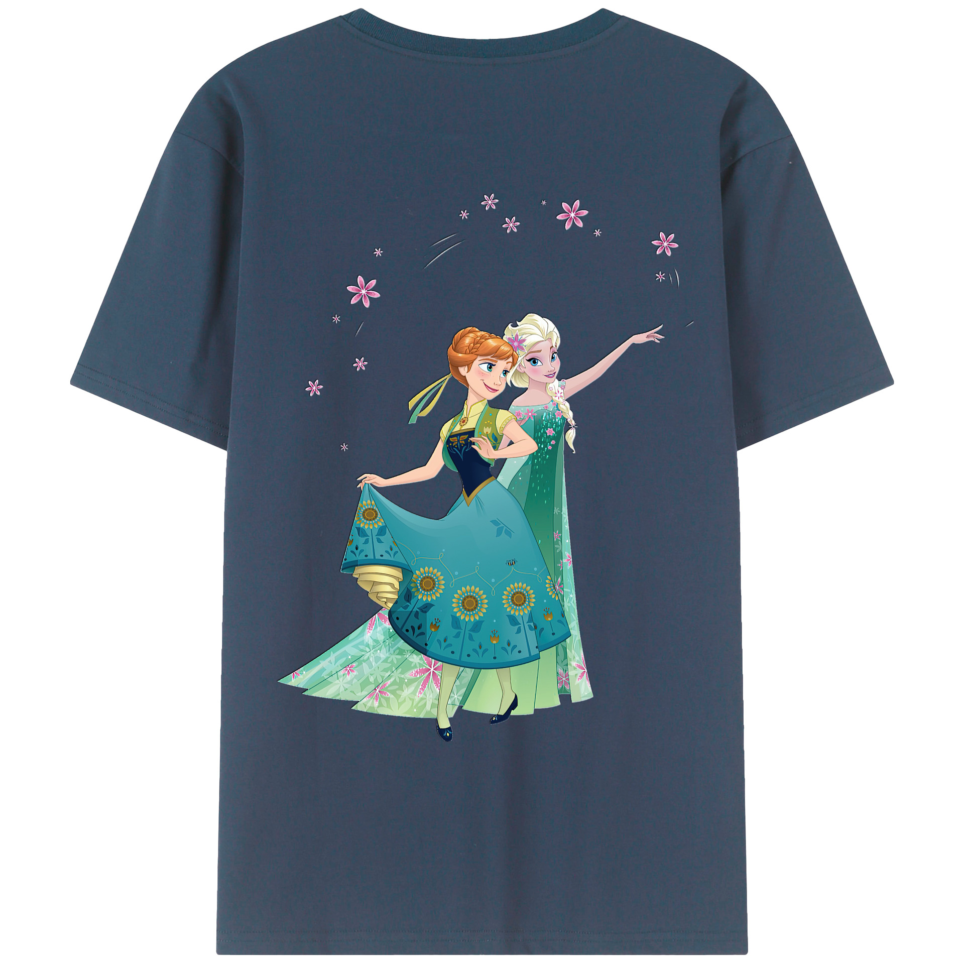 （画像用） アナと雪の女王 アンナ エルサ Frozen Anna Elsa 綿100％ メンズ半袖Tシャツ（バックプリント） 通気性