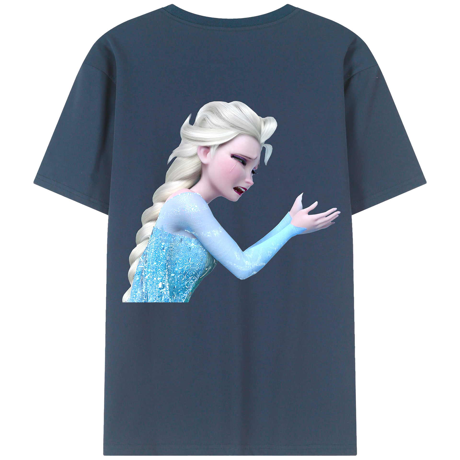 （画像用） アナと雪の女王 アンナ エルサ Frozen Anna Elsa 綿100％ メンズ半袖Tシャツ（バックプリント） 通気性