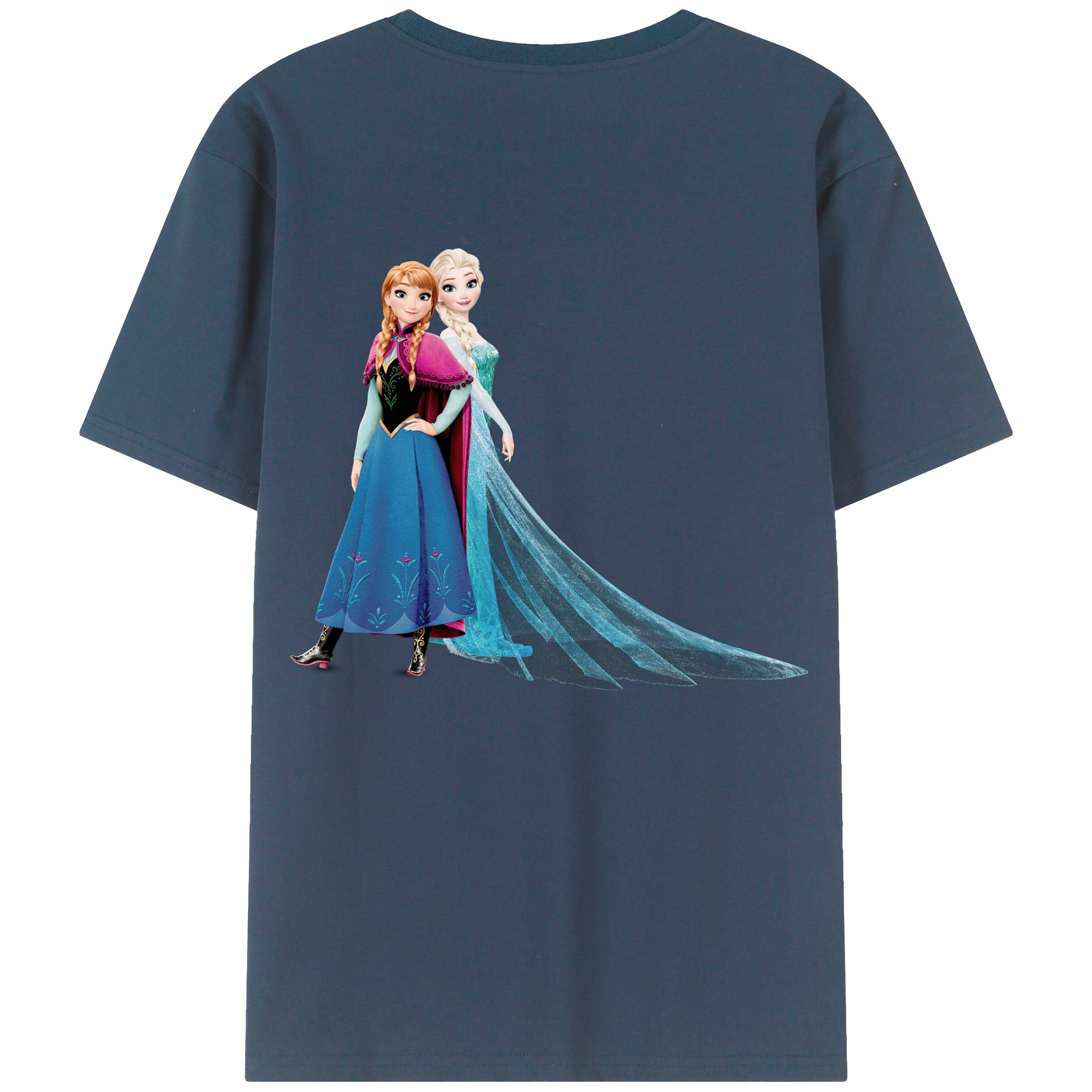 （画像用） アナと雪の女王 アンナ エルサ Frozen Anna Elsa 綿100％ メンズ半袖Tシャツ（バックプリント） 通気性