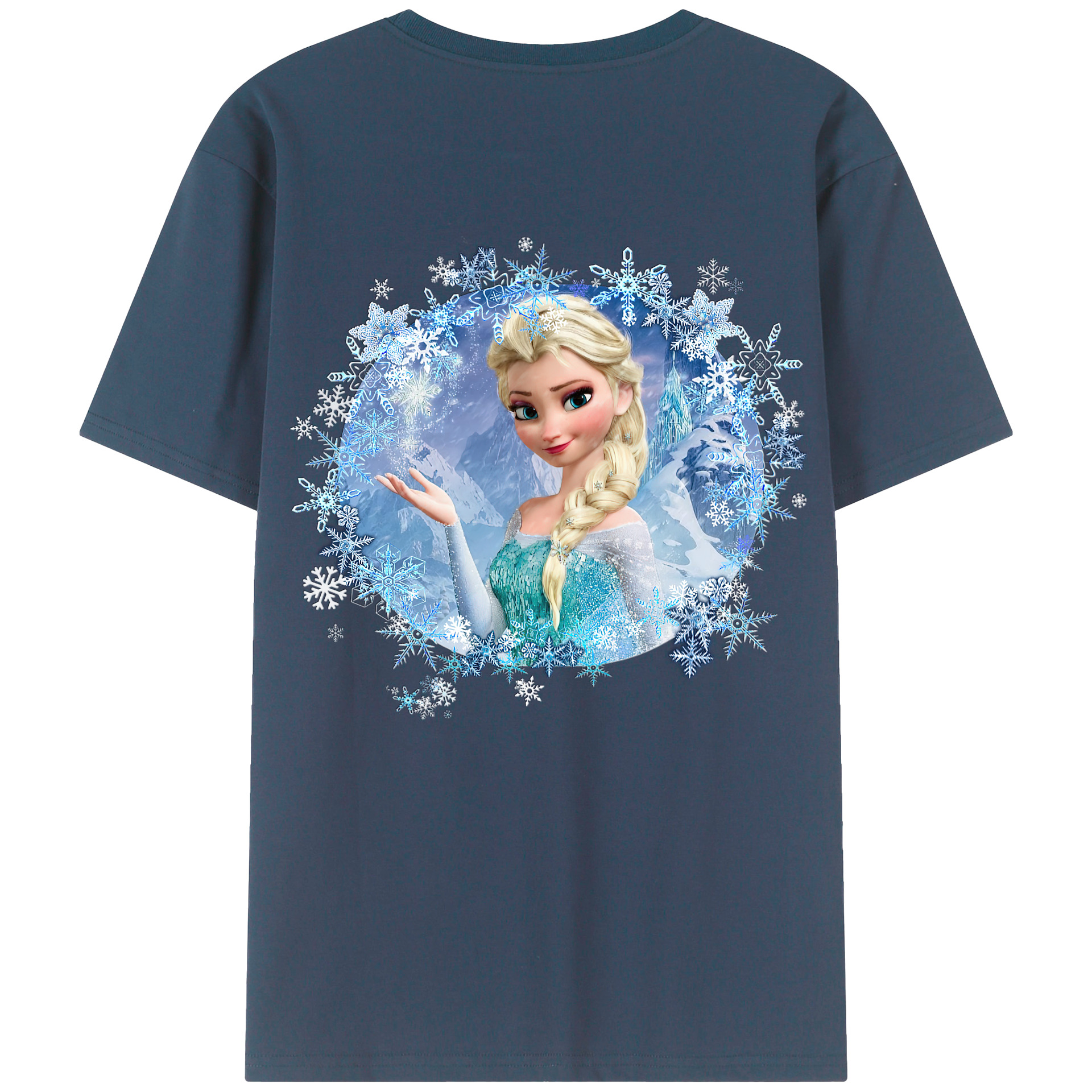 （画像用） アナと雪の女王 アンナ エルサ Frozen Anna Elsa 綿100％ メンズ半袖Tシャツ（バックプリント） 通気性