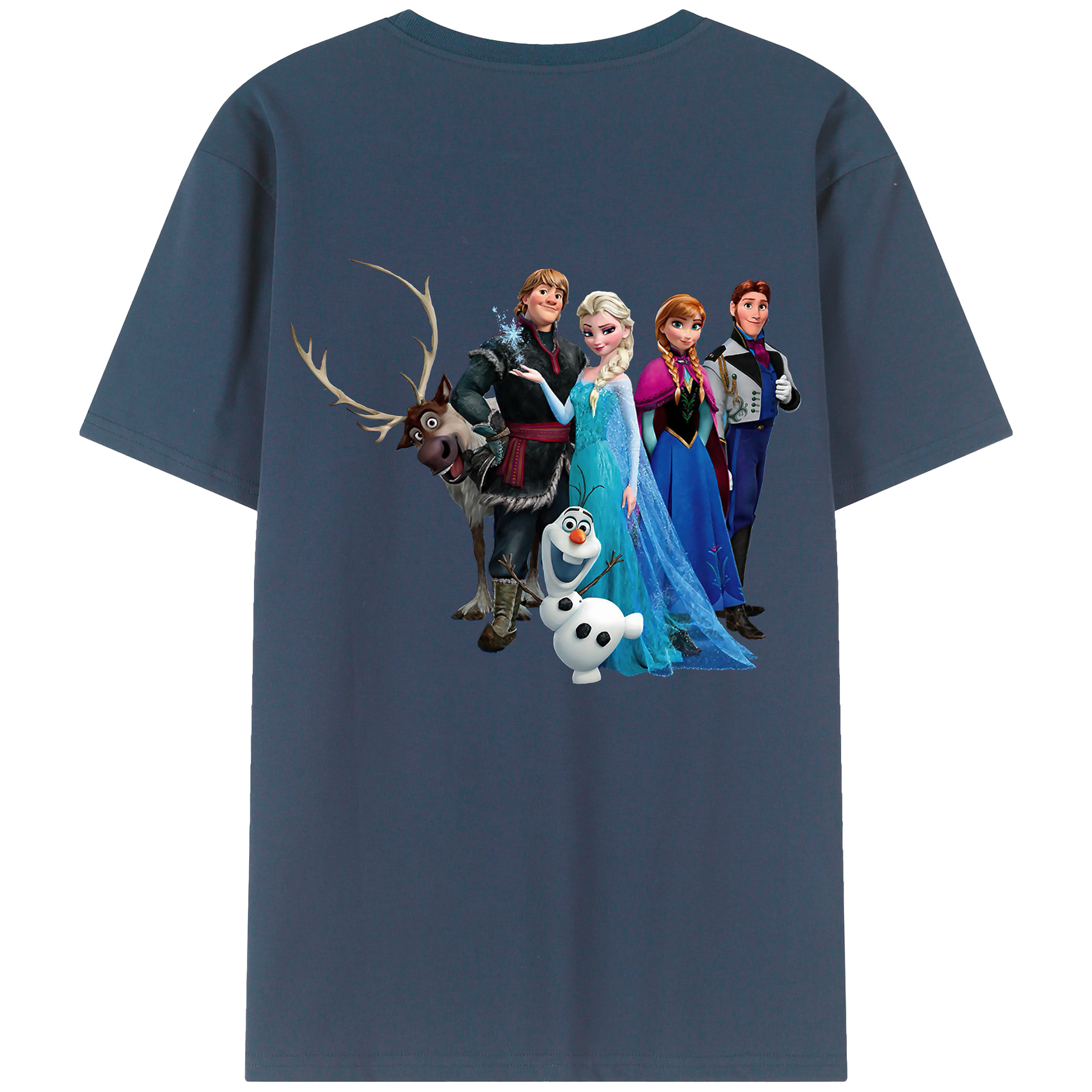 （画像用） アナと雪の女王 アンナ エルサ Frozen Anna Elsa 綿100％ メンズ半袖Tシャツ（バックプリント） 通気性