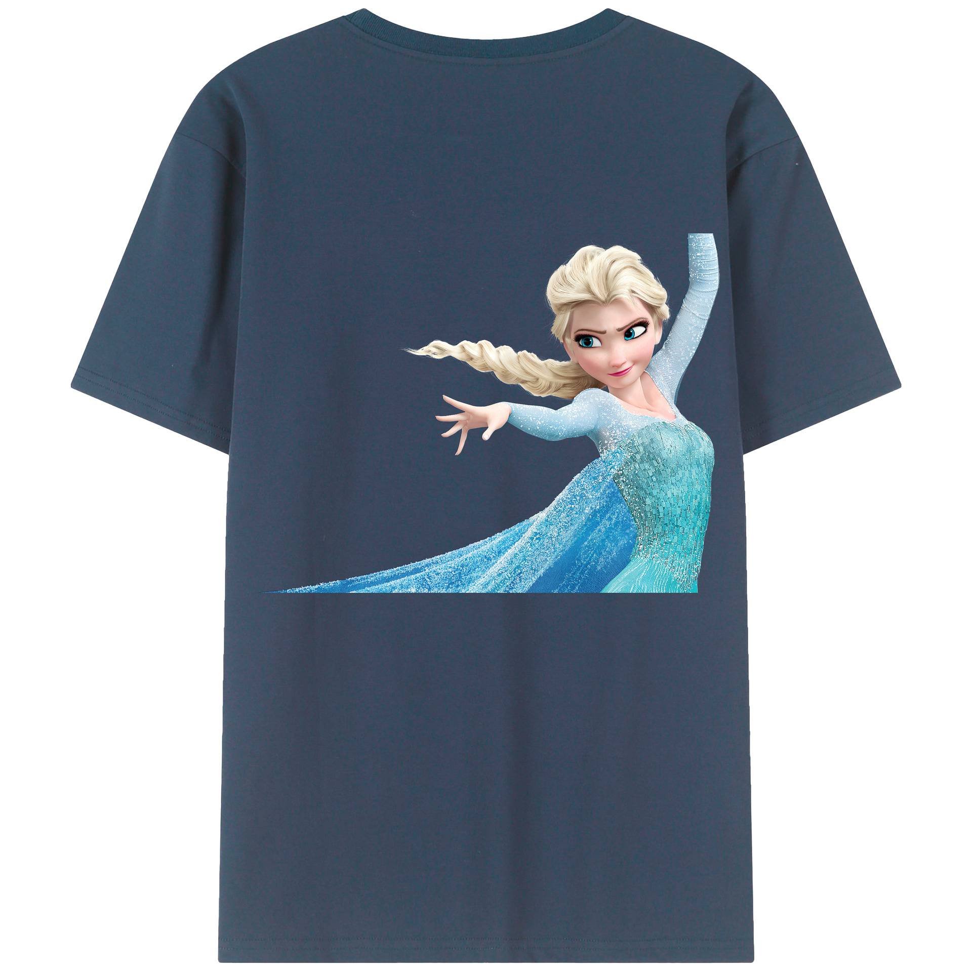 （画像用） アナと雪の女王 アンナ エルサ Frozen Anna Elsa 綿100％ メンズ半袖Tシャツ（バックプリント） 通気性
