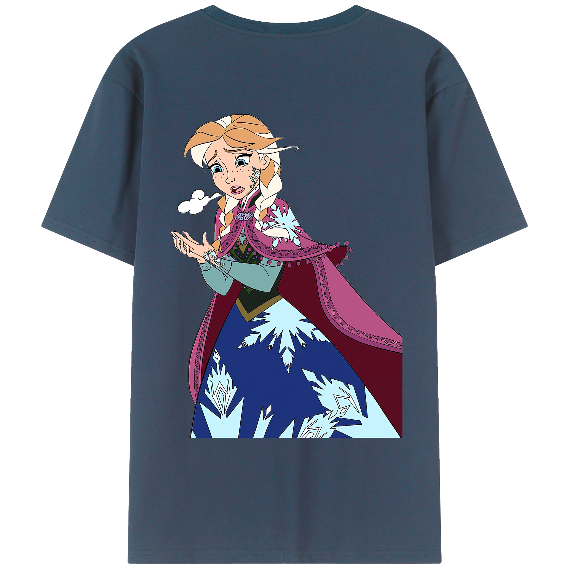 （画像用） アナと雪の女王 アンナ エルサ Frozen Anna Elsa 綿100％ メンズ半袖Tシャツ（バックプリント） 通気性