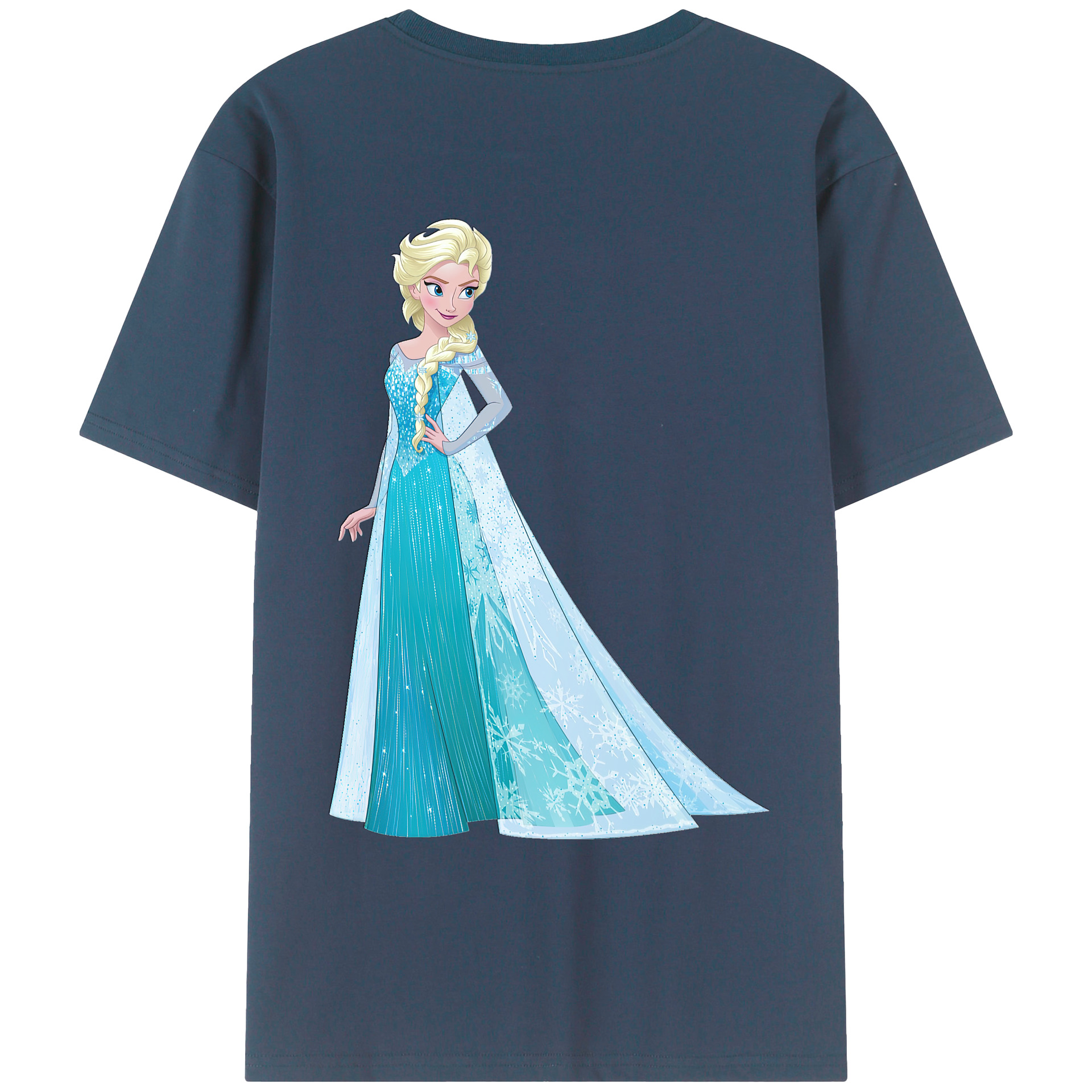 （画像用） アナと雪の女王 アンナ エルサ Frozen Anna Elsa 綿100％ メンズ半袖Tシャツ（バックプリント） 通気性