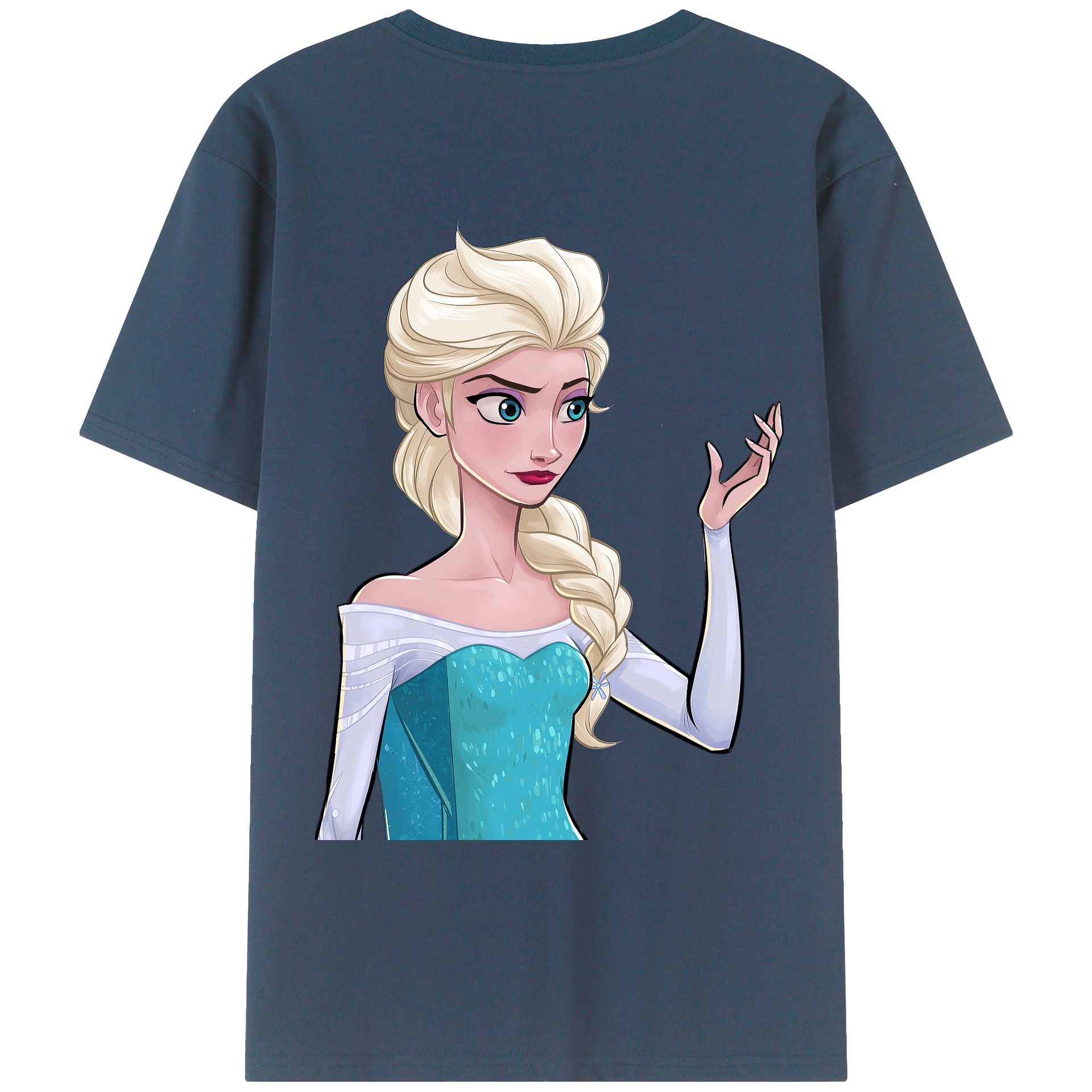 （画像用） アナと雪の女王 アンナ エルサ Frozen Anna Elsa 綿100％ メンズ半袖Tシャツ（バックプリント） 通気性