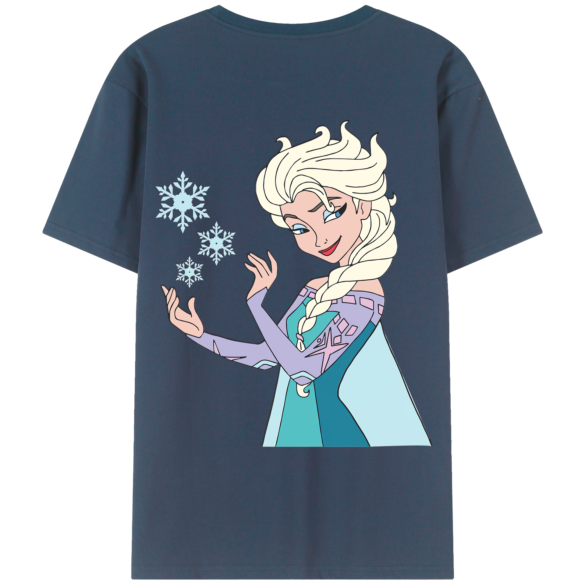 （画像用） アナと雪の女王 アンナ エルサ Frozen Anna Elsa 綿100％ メンズ半袖Tシャツ（バックプリント） 通気性