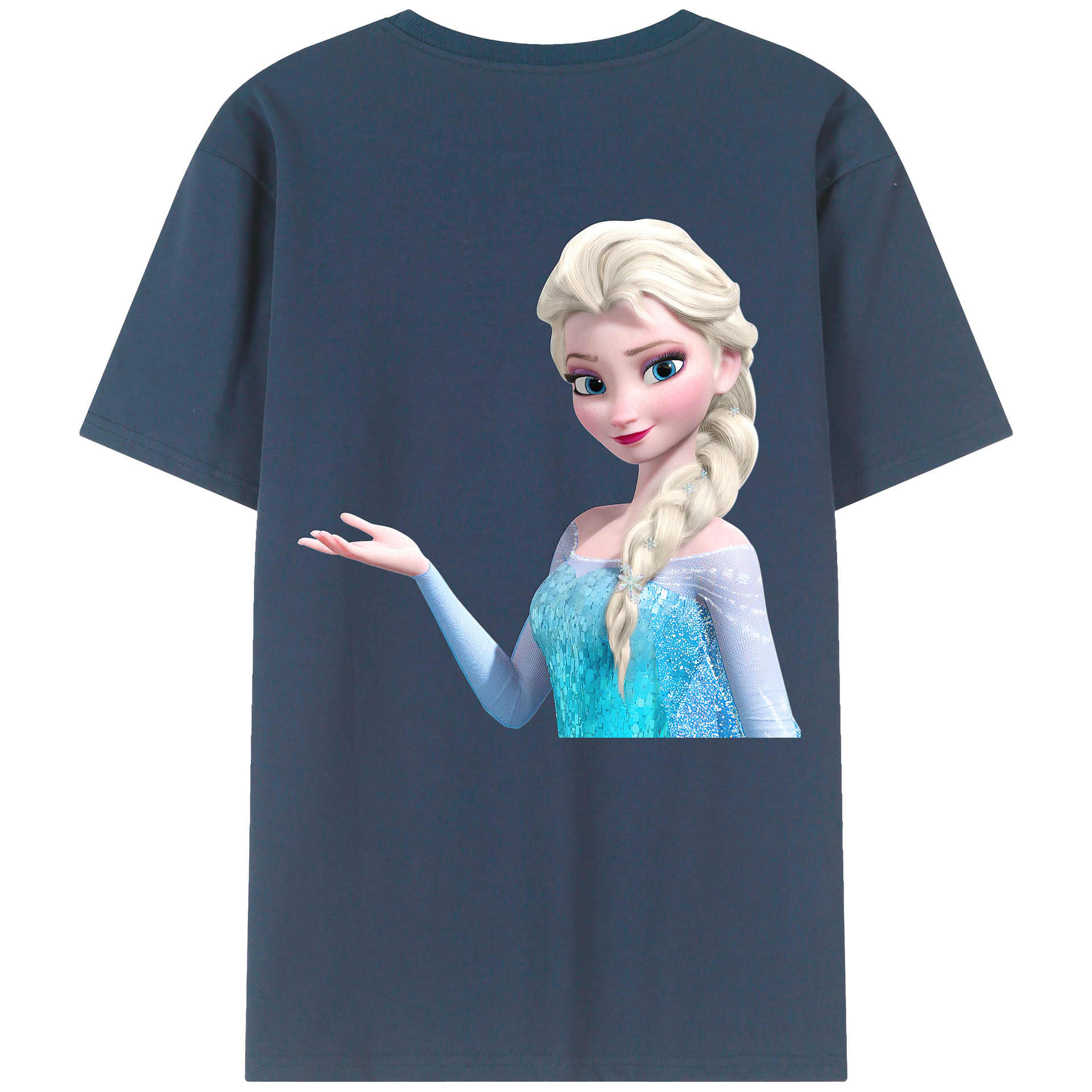 （画像用） アナと雪の女王 アンナ エルサ Frozen Anna Elsa 綿100％ メンズ半袖Tシャツ（バックプリント） 通気性