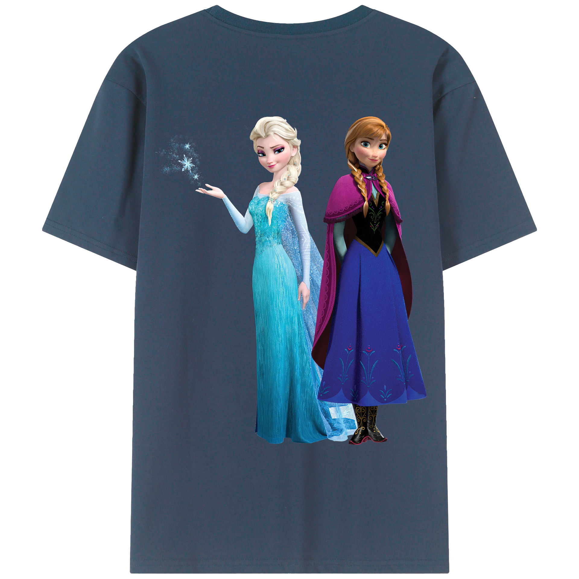 （画像用） アナと雪の女王 アンナ エルサ Frozen Anna Elsa 綿100％ メンズ半袖Tシャツ（バックプリント） 通気性