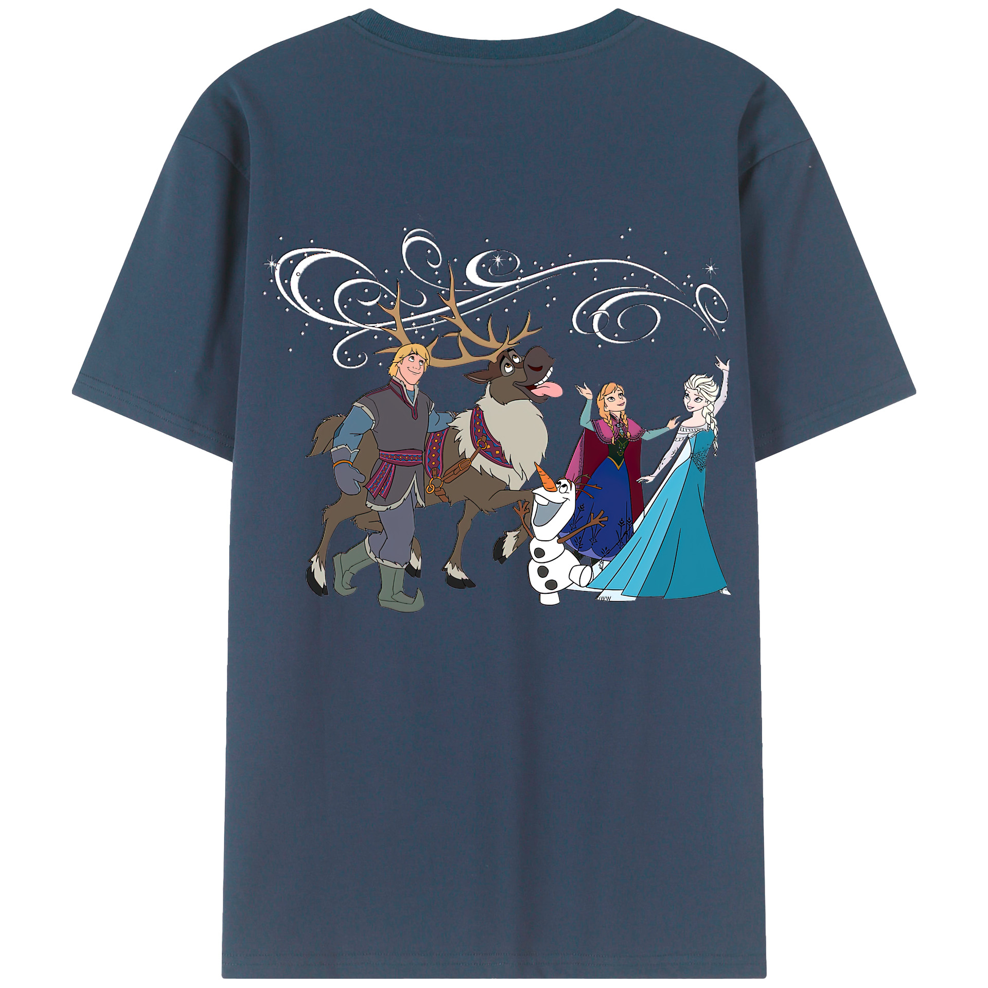 （画像用） アナと雪の女王 アンナ エルサ Frozen Anna Elsa 綿100％ メンズ半袖Tシャツ（バックプリント） 通気性