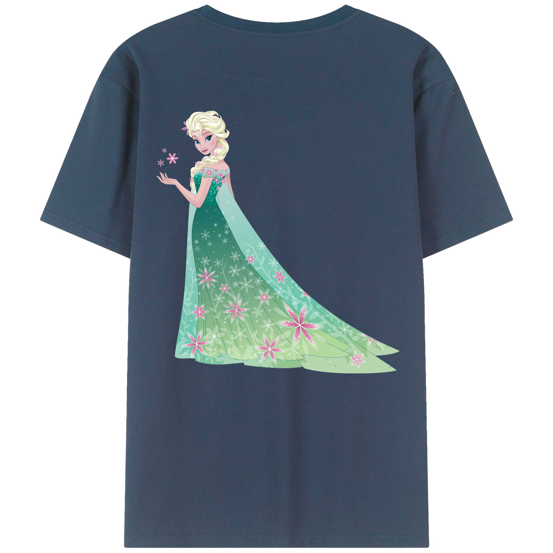 （画像用） アナと雪の女王 アンナ エルサ Frozen Anna Elsa 綿100％ メンズ半袖Tシャツ（バックプリント） 通気性
