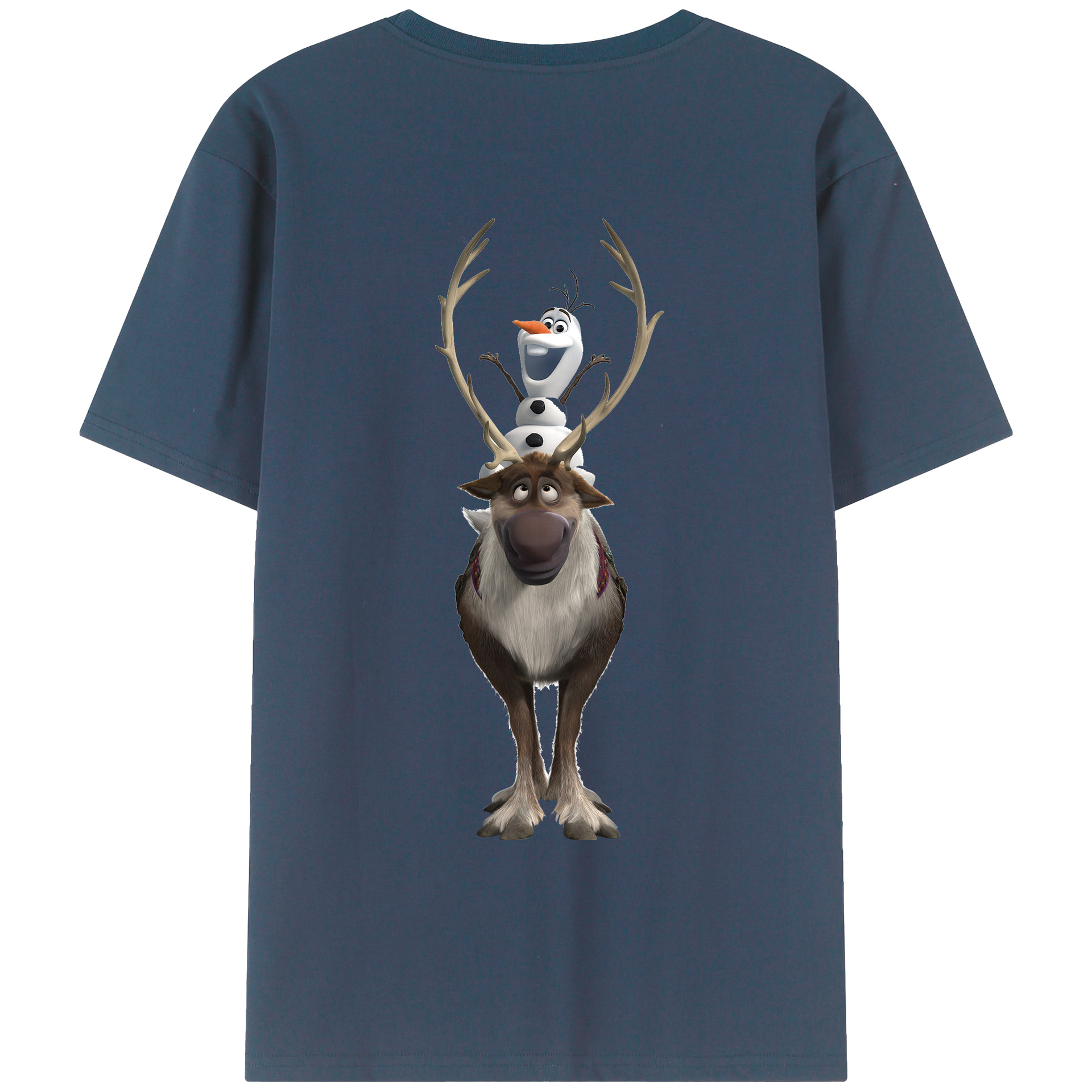 （画像用） アナと雪の女王 アンナ エルサ Frozen Anna Elsa 綿100％ メンズ半袖Tシャツ（バックプリント） 通気性