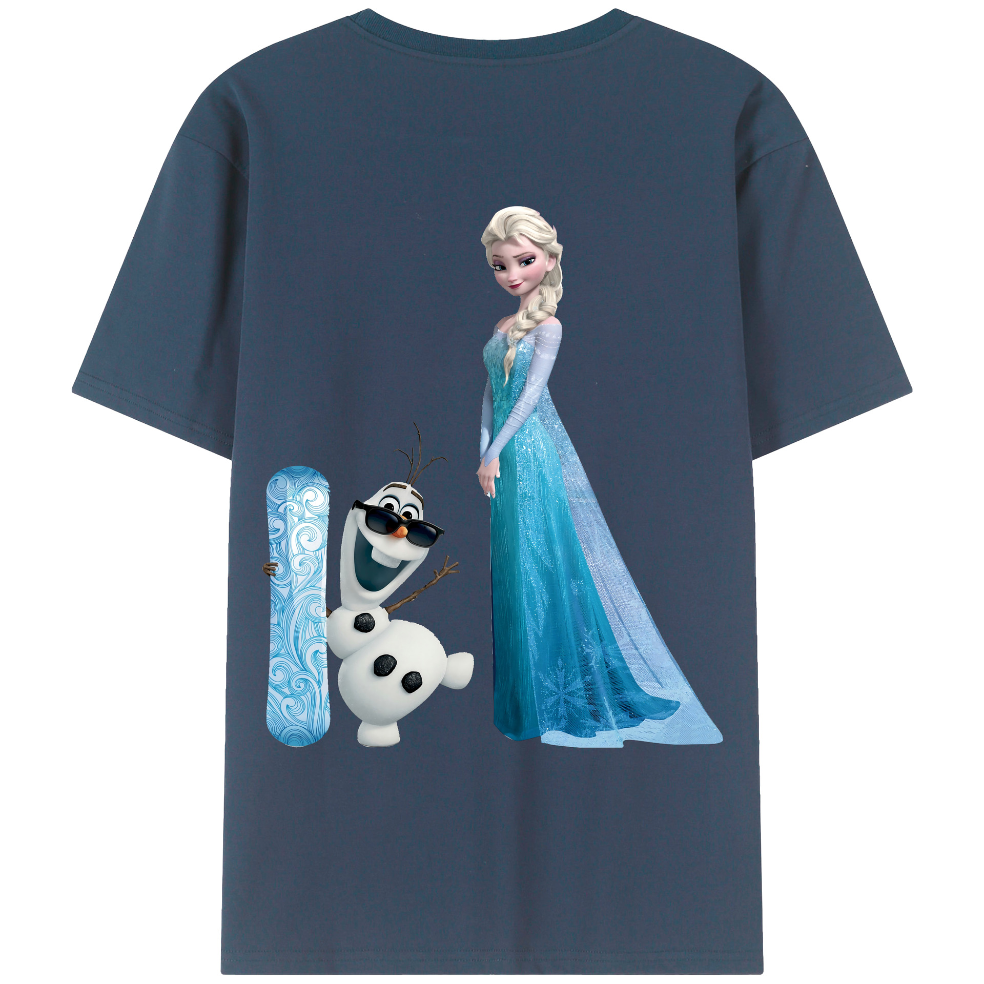 （画像用） アナと雪の女王 アンナ エルサ Frozen Anna Elsa 綿100％ メンズ半袖Tシャツ（バックプリント） 通気性