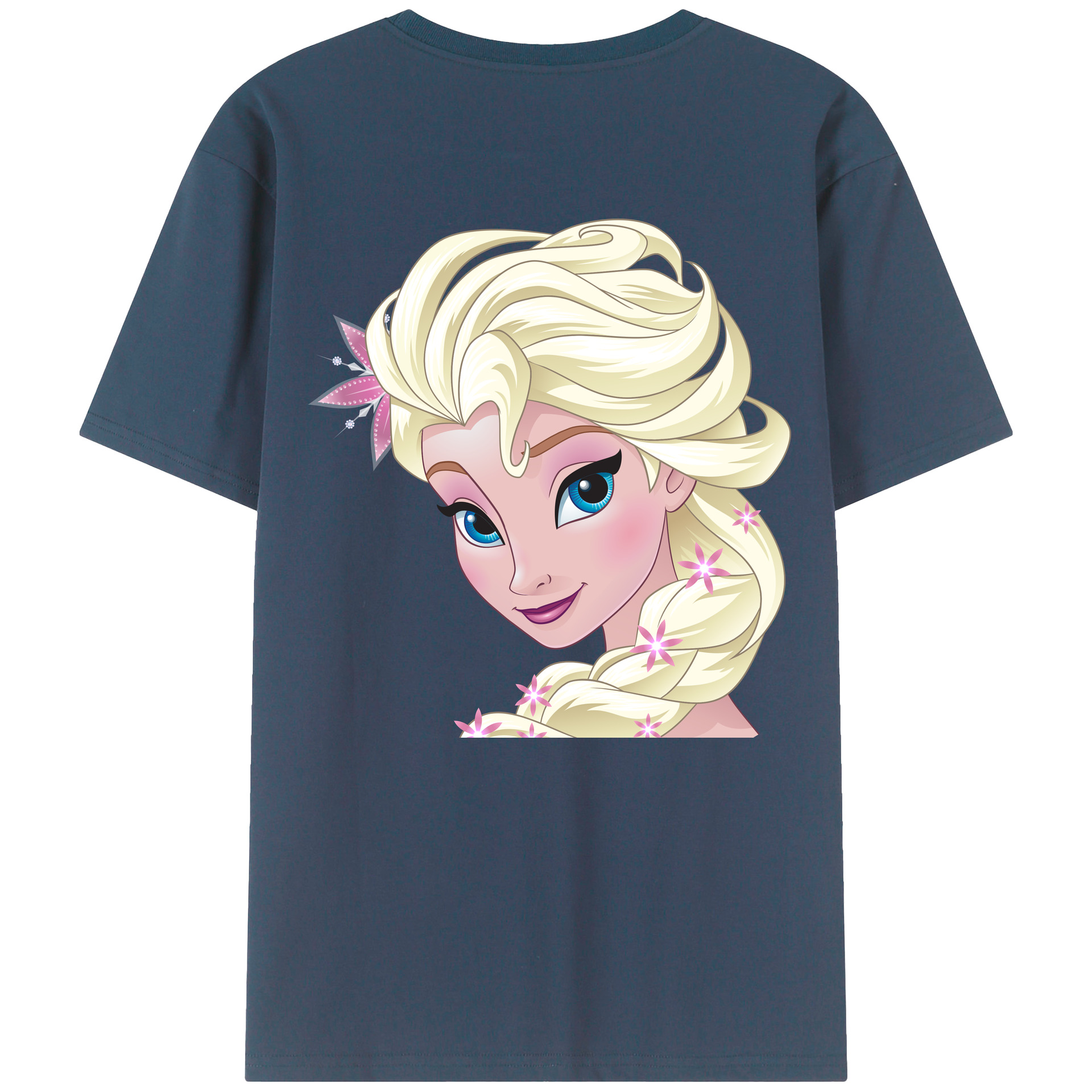 （画像用） アナと雪の女王 アンナ エルサ Frozen Anna Elsa 綿100％ メンズ半袖Tシャツ（バックプリント） 通気性