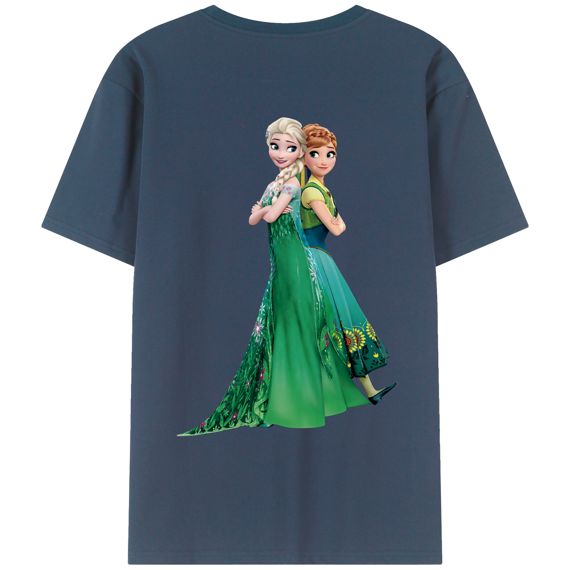 （画像用） アナと雪の女王 アンナ エルサ Frozen Anna Elsa 綿100％ メンズ半袖Tシャツ（バックプリント） 通気性