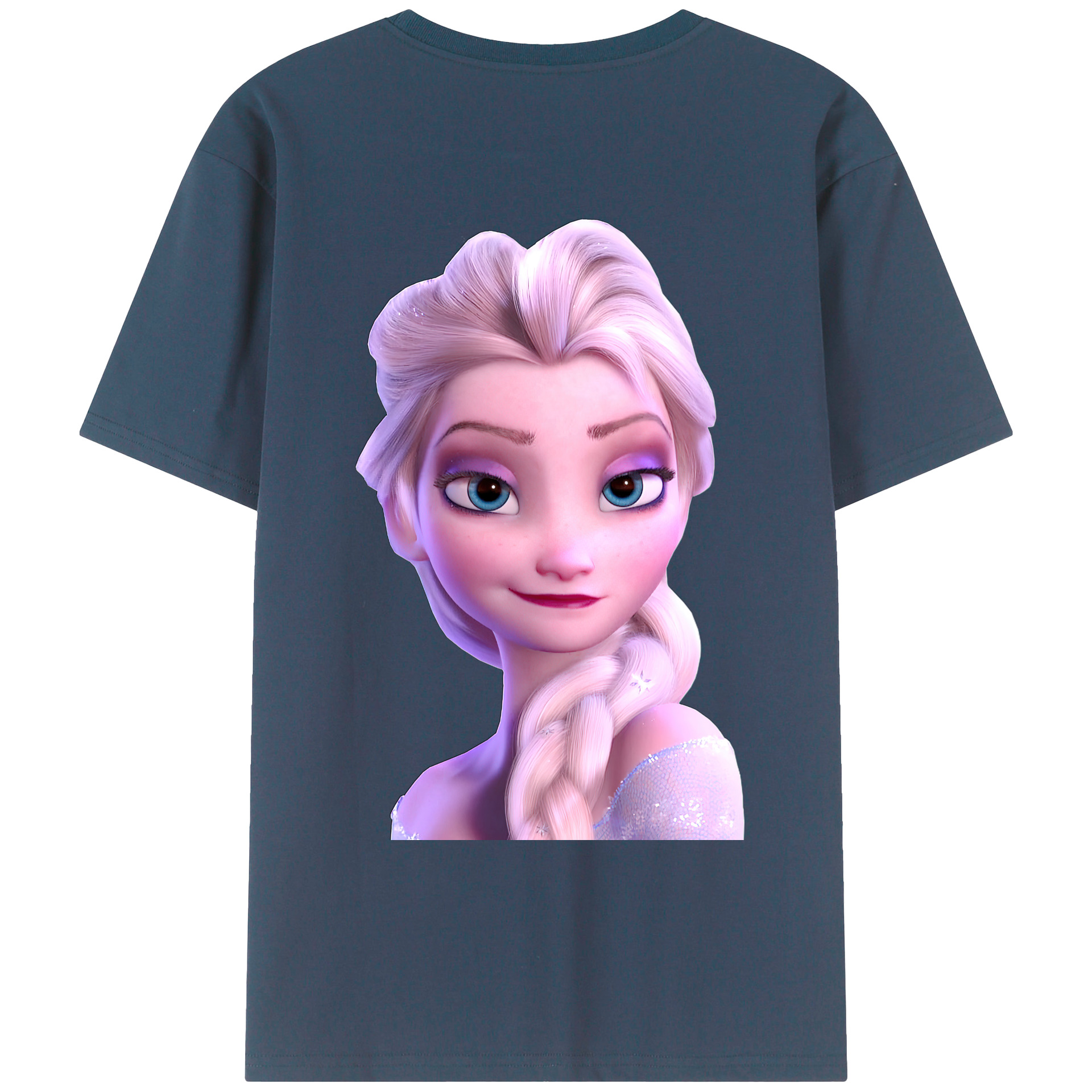 （画像用） アナと雪の女王 アンナ エルサ Frozen Anna Elsa 綿100％ メンズ半袖Tシャツ（バックプリント） 通気性