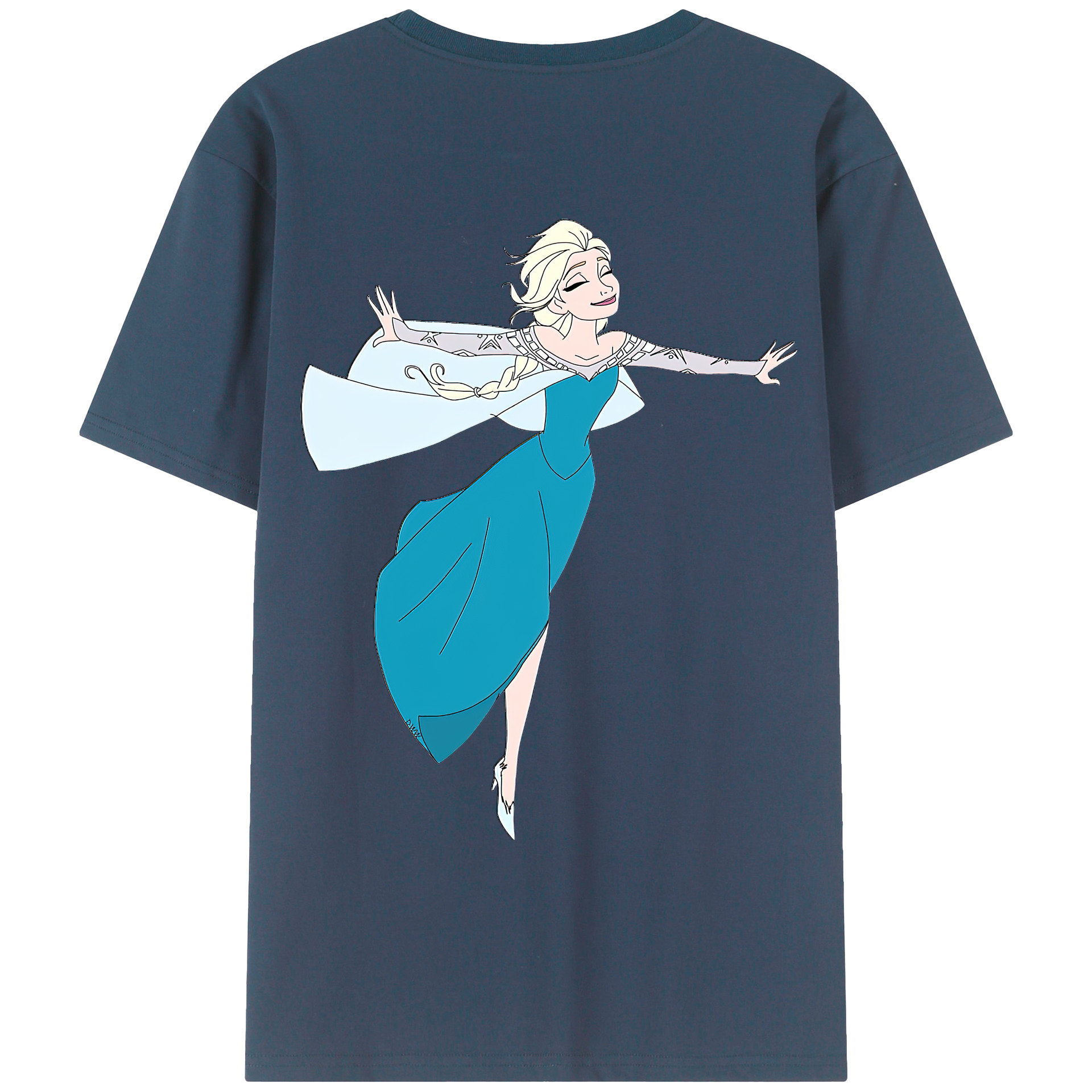 （画像用） アナと雪の女王 アンナ エルサ Frozen Anna Elsa 綿100％ メンズ半袖Tシャツ（バックプリント） 通気性