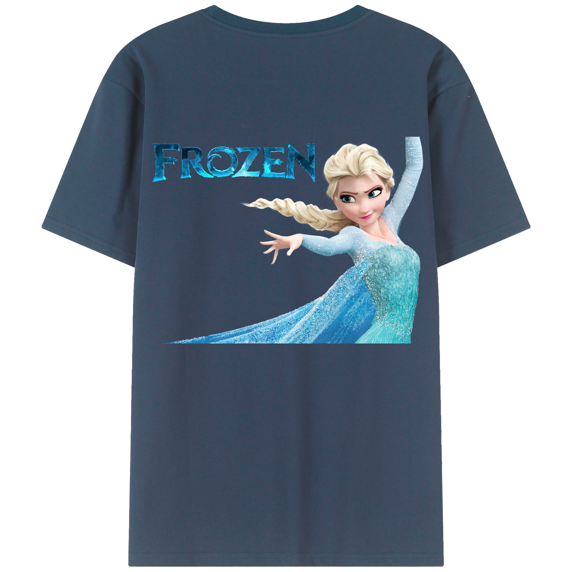 （画像用） アナと雪の女王 アンナ エルサ Frozen Anna Elsa 綿100％ メンズ半袖Tシャツ（バックプリント） 通気性