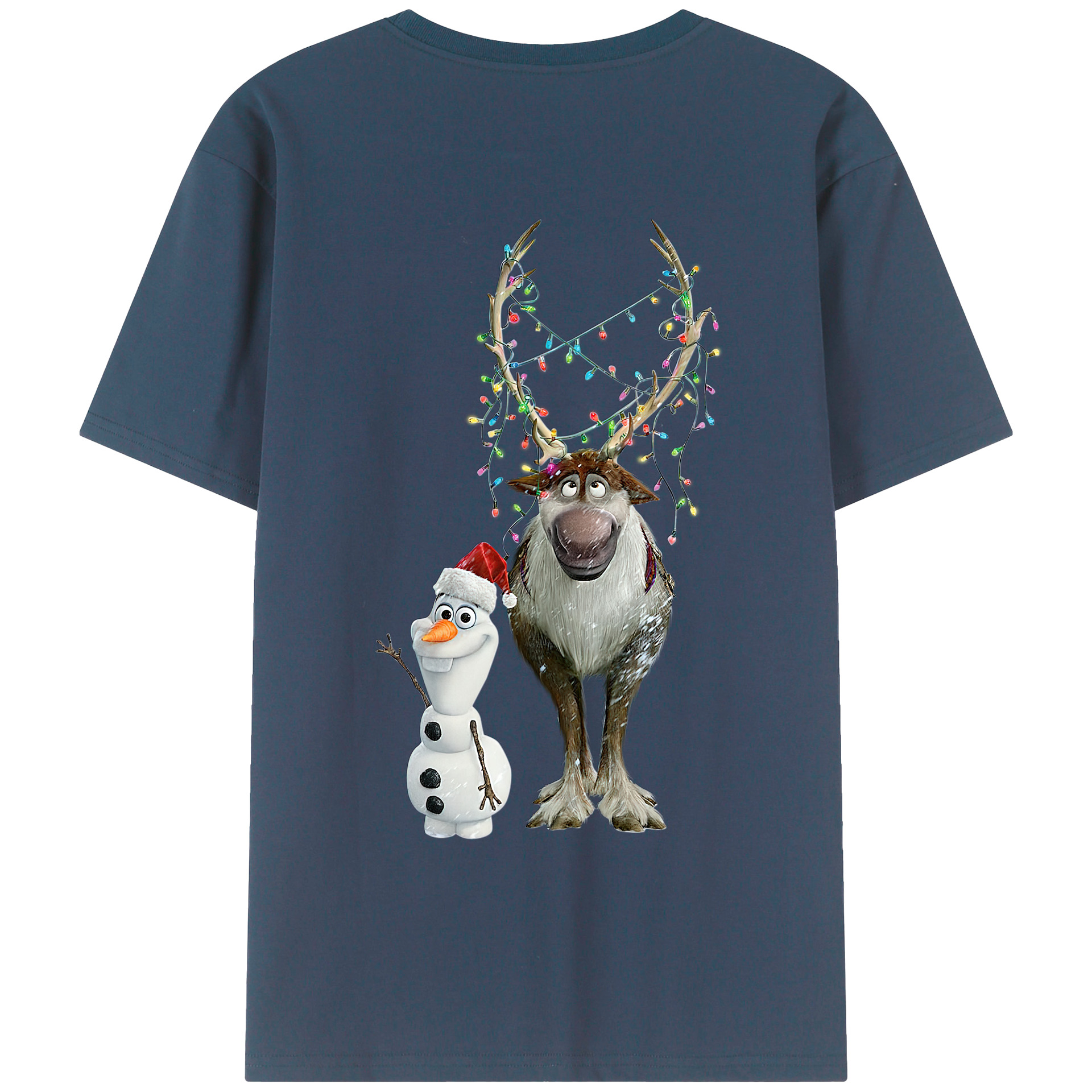 （画像用） アナと雪の女王 アンナ エルサ Frozen Anna Elsa 綿100％ メンズ半袖Tシャツ（バックプリント） 通気性