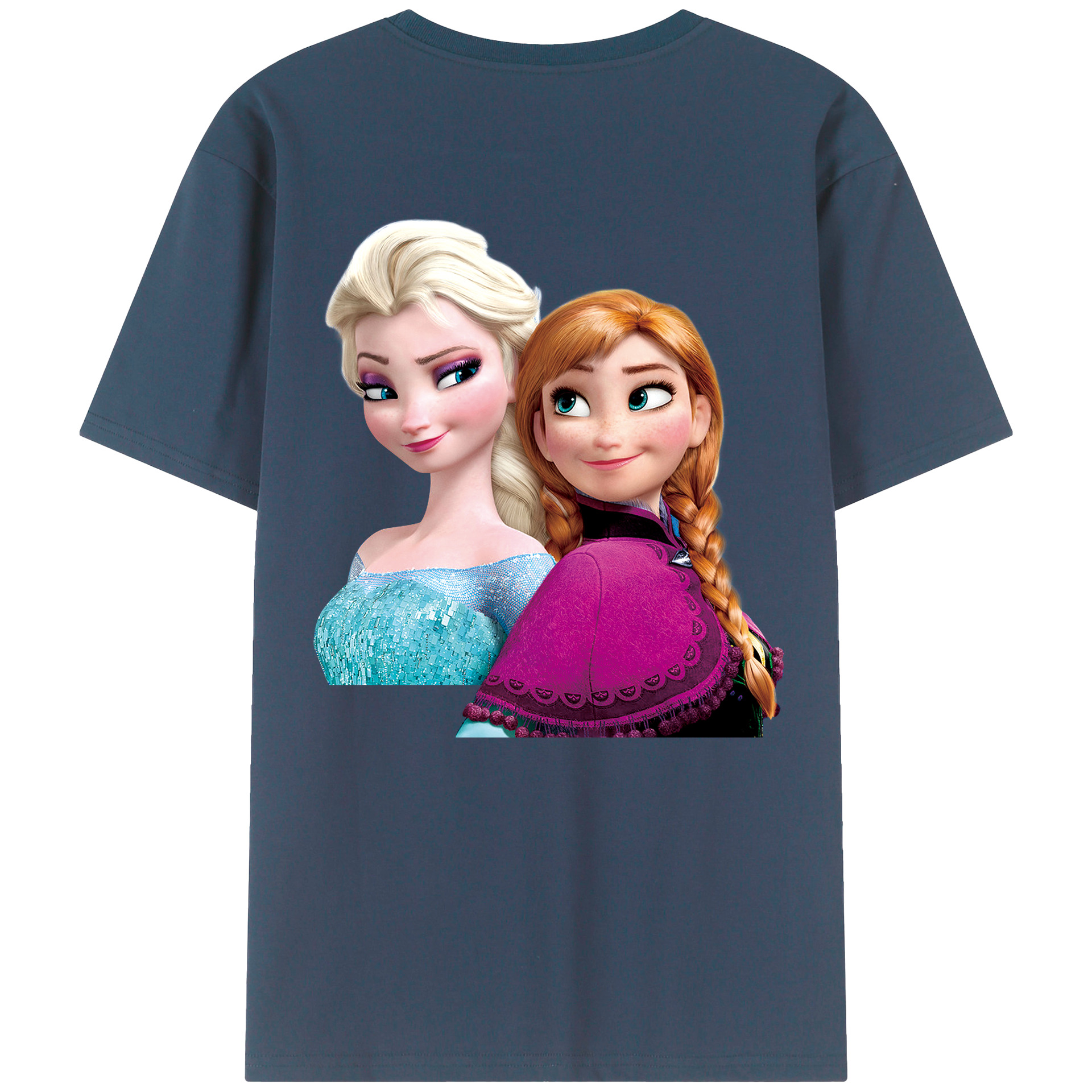 （画像用） アナと雪の女王 アンナ エルサ Frozen Anna Elsa 綿100％ メンズ半袖Tシャツ（バックプリント） 通気性