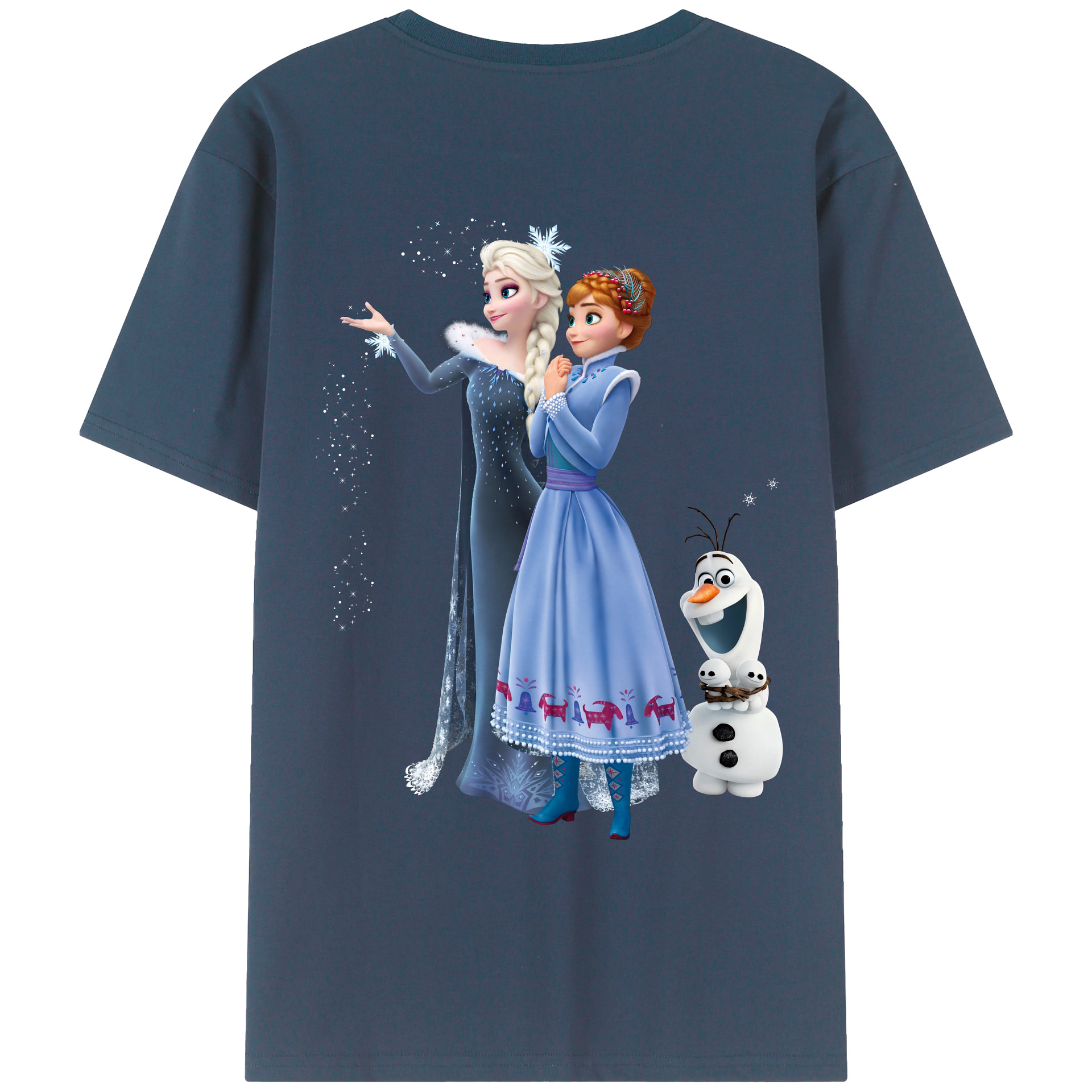 （画像用） アナと雪の女王 アンナ エルサ Frozen Anna Elsa 綿100％ メンズ半袖Tシャツ（バックプリント） 通気性