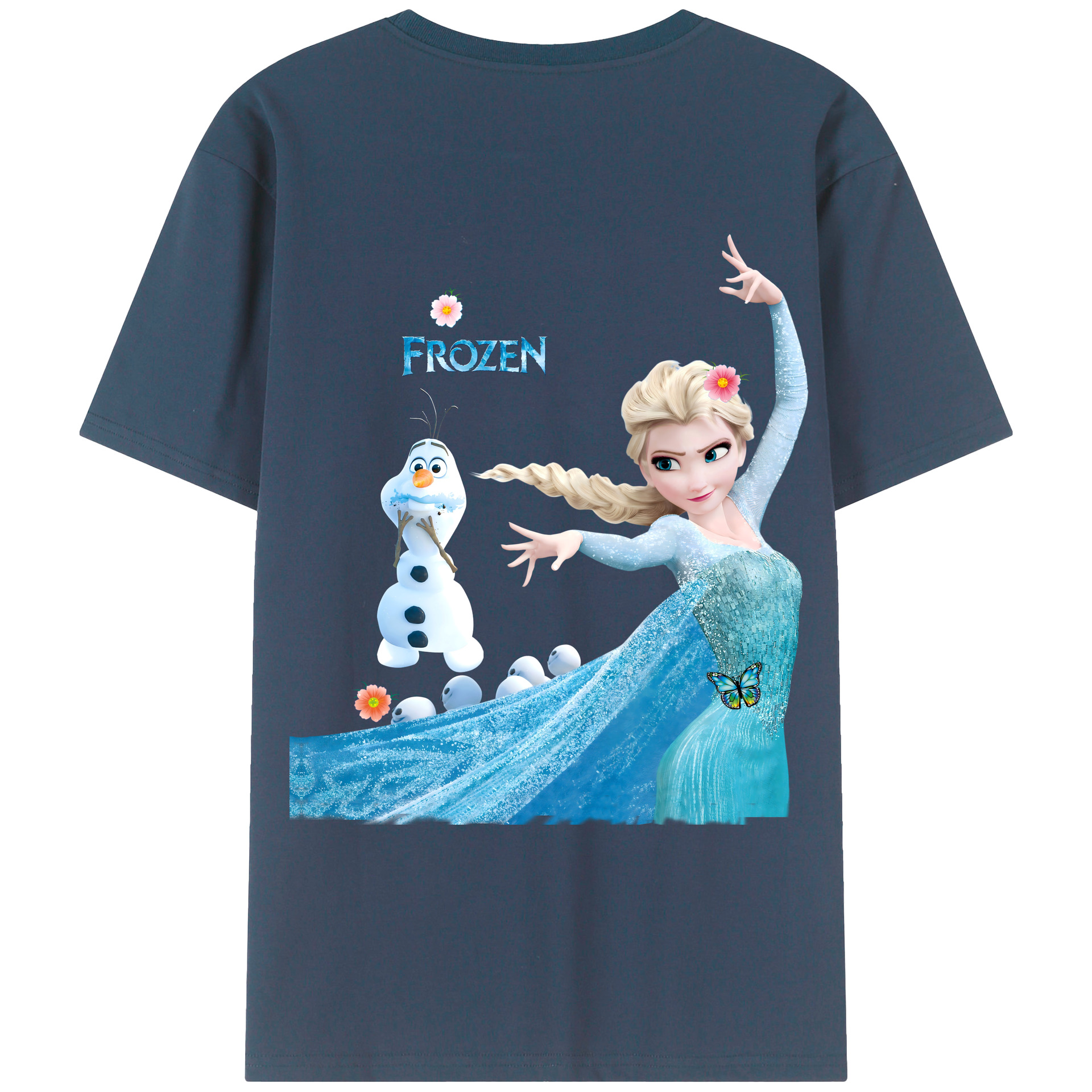 （画像用） アナと雪の女王 アンナ エルサ Frozen Anna Elsa 綿100％ メンズ半袖Tシャツ（バックプリント） 通気性