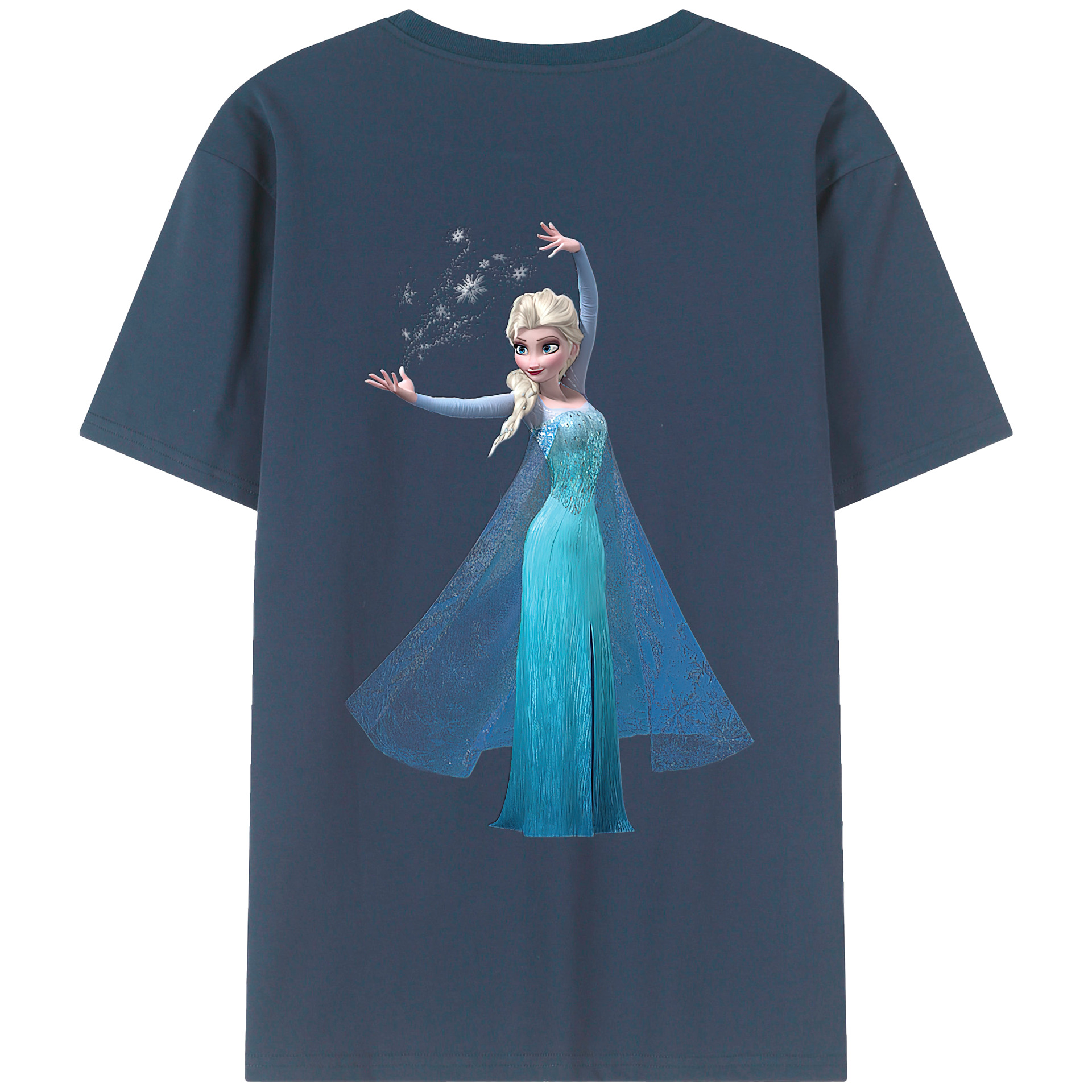（画像用） アナと雪の女王 アンナ エルサ Frozen Anna Elsa 綿100％ メンズ半袖Tシャツ（バックプリント） 通気性