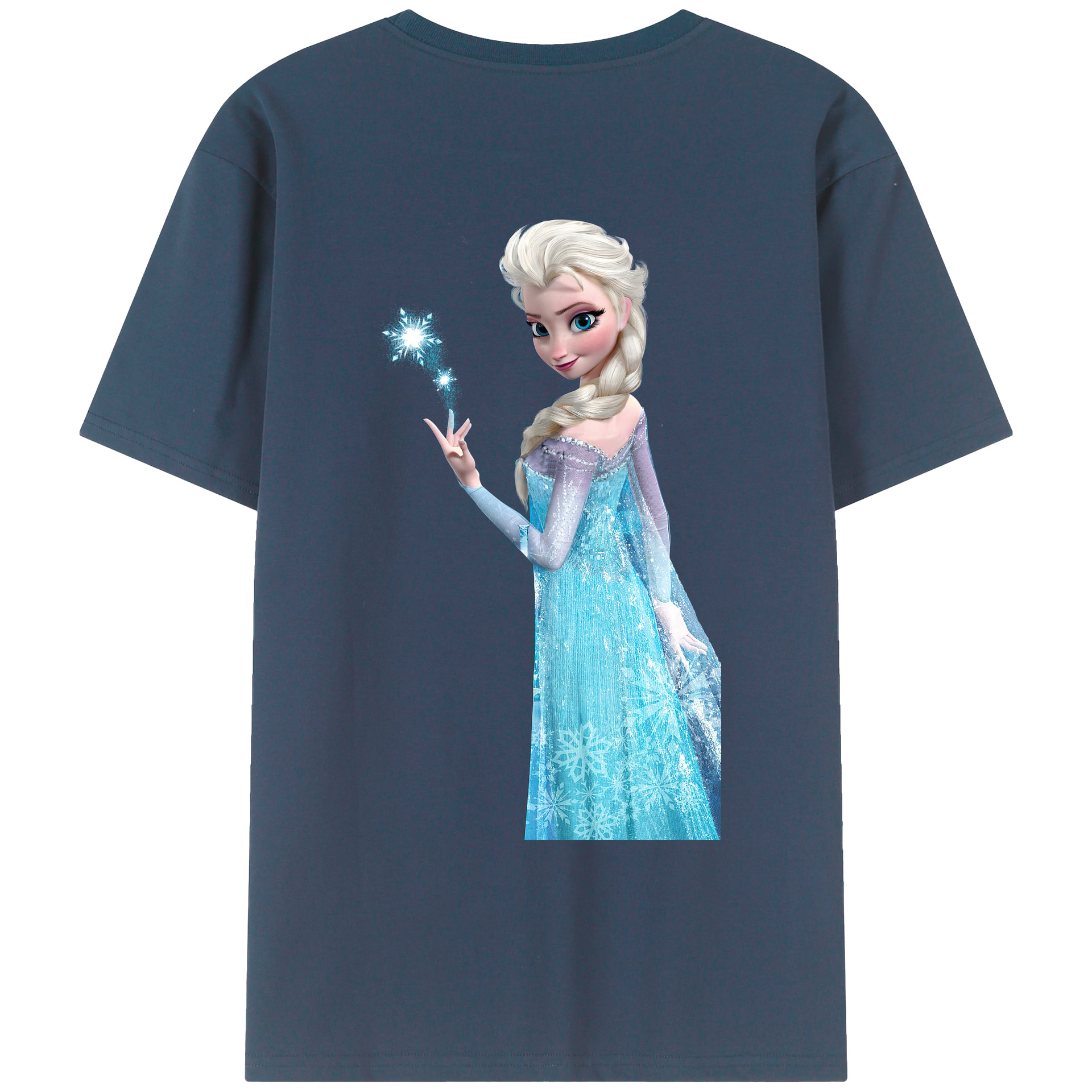 （画像用） アナと雪の女王 アンナ エルサ Frozen Anna Elsa 綿100％ メンズ半袖Tシャツ（バックプリント） 通気性