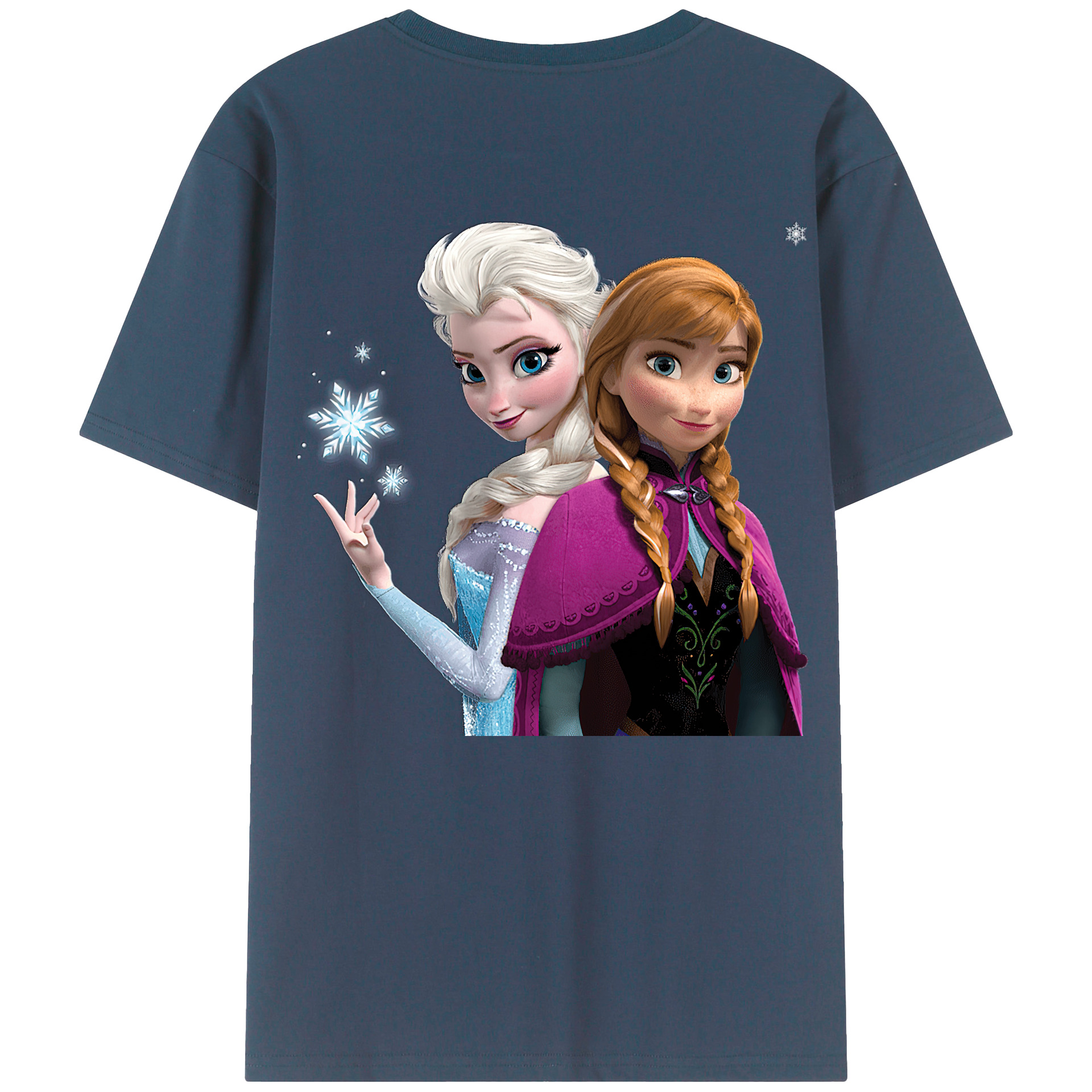（画像用） アナと雪の女王 アンナ エルサ Frozen Anna Elsa 綿100％ メンズ半袖Tシャツ（バックプリント） 通気性
