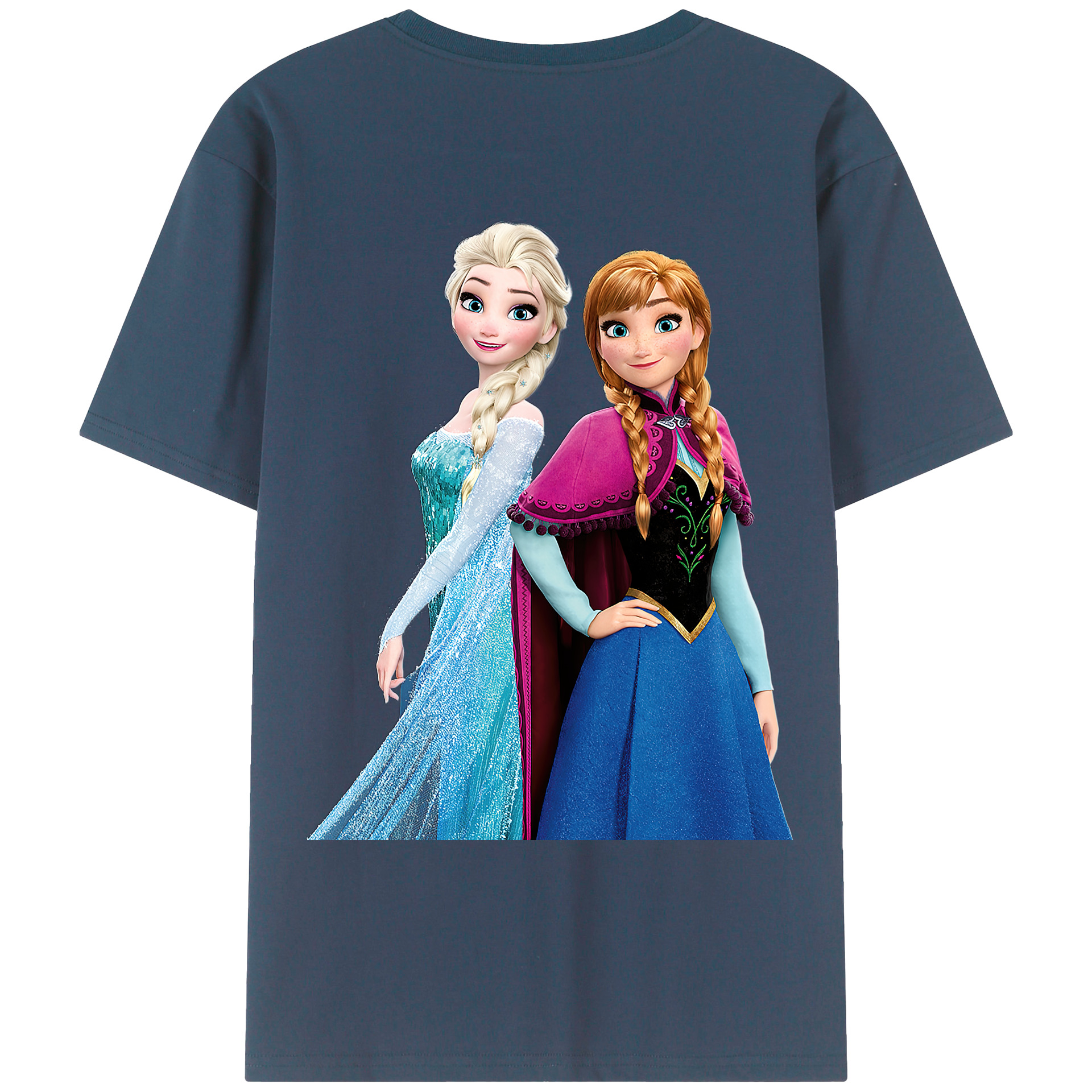 （画像用） アナと雪の女王 アンナ エルサ Frozen Anna Elsa 綿100％ メンズ半袖Tシャツ（バックプリント） 通気性